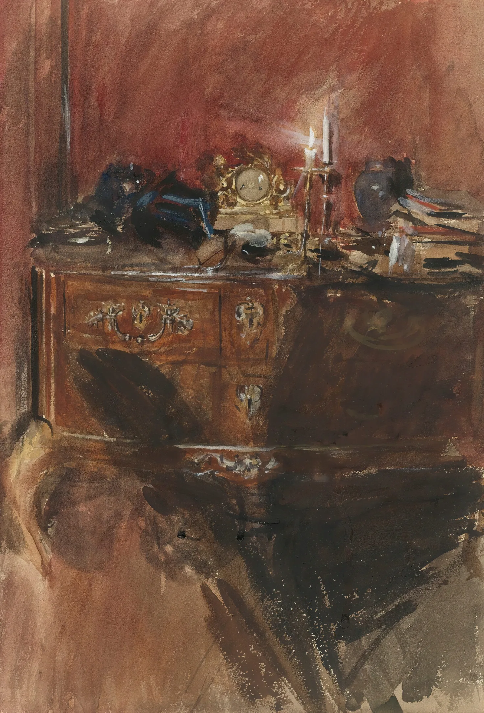 View Of An Interior With A Louis Xv Commode Wall Art by Giovanni Boldini - Canvas Print