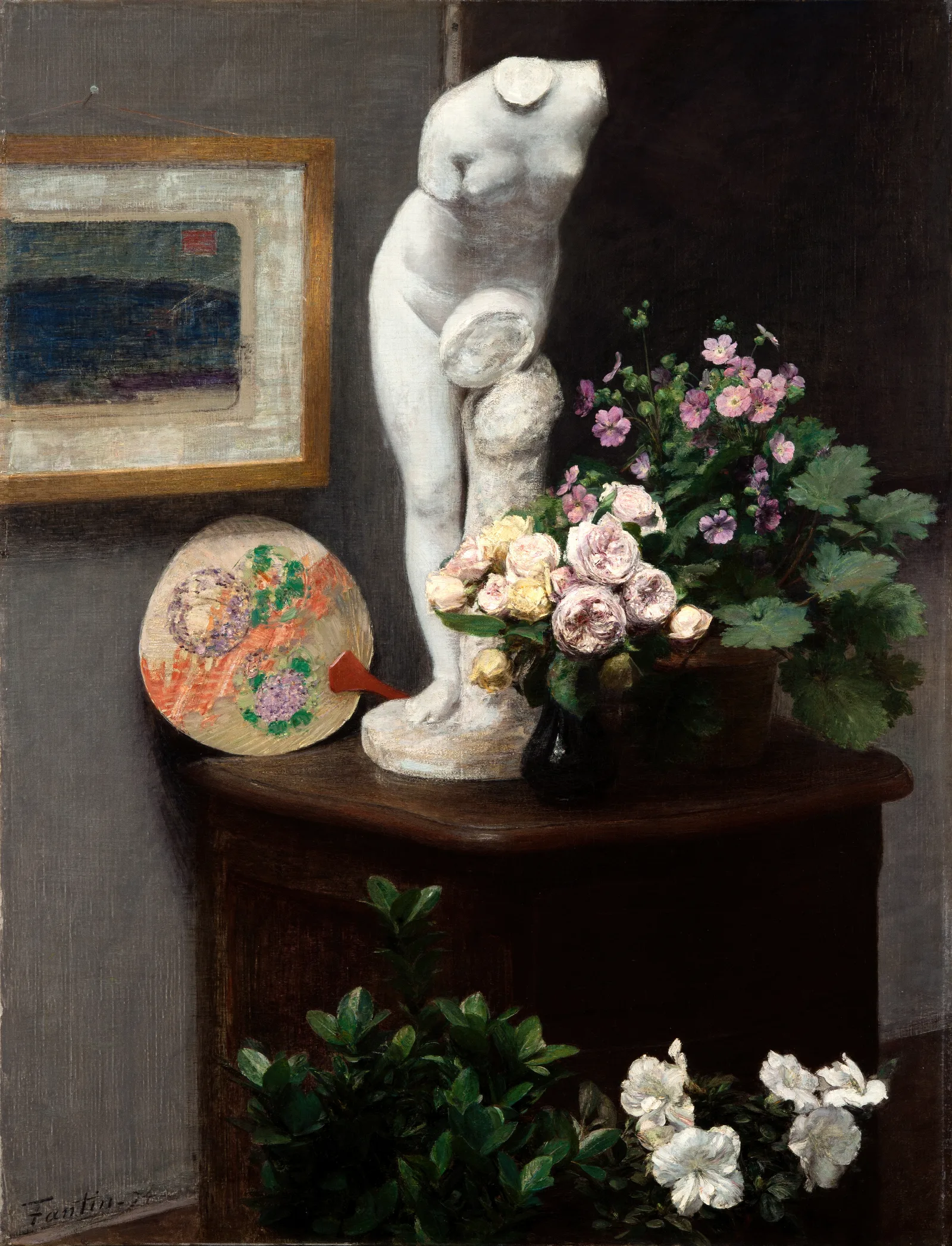 Still Life With Torso And Flowers Wall Art by Henri Fantin-Latour - Canvas Print