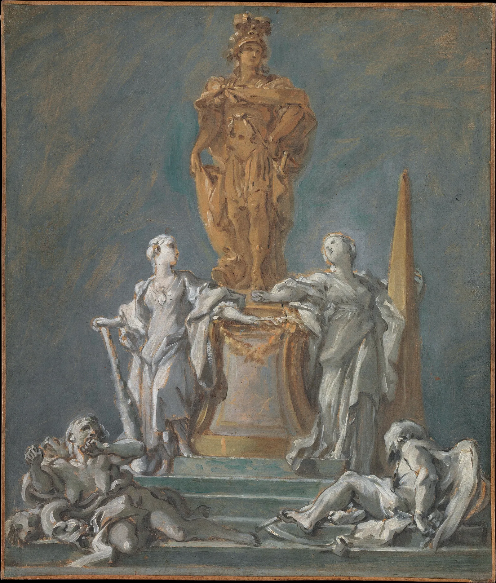 Study For A Monument To A Princely Figure Wall Art by François Boucher - Canvas Print