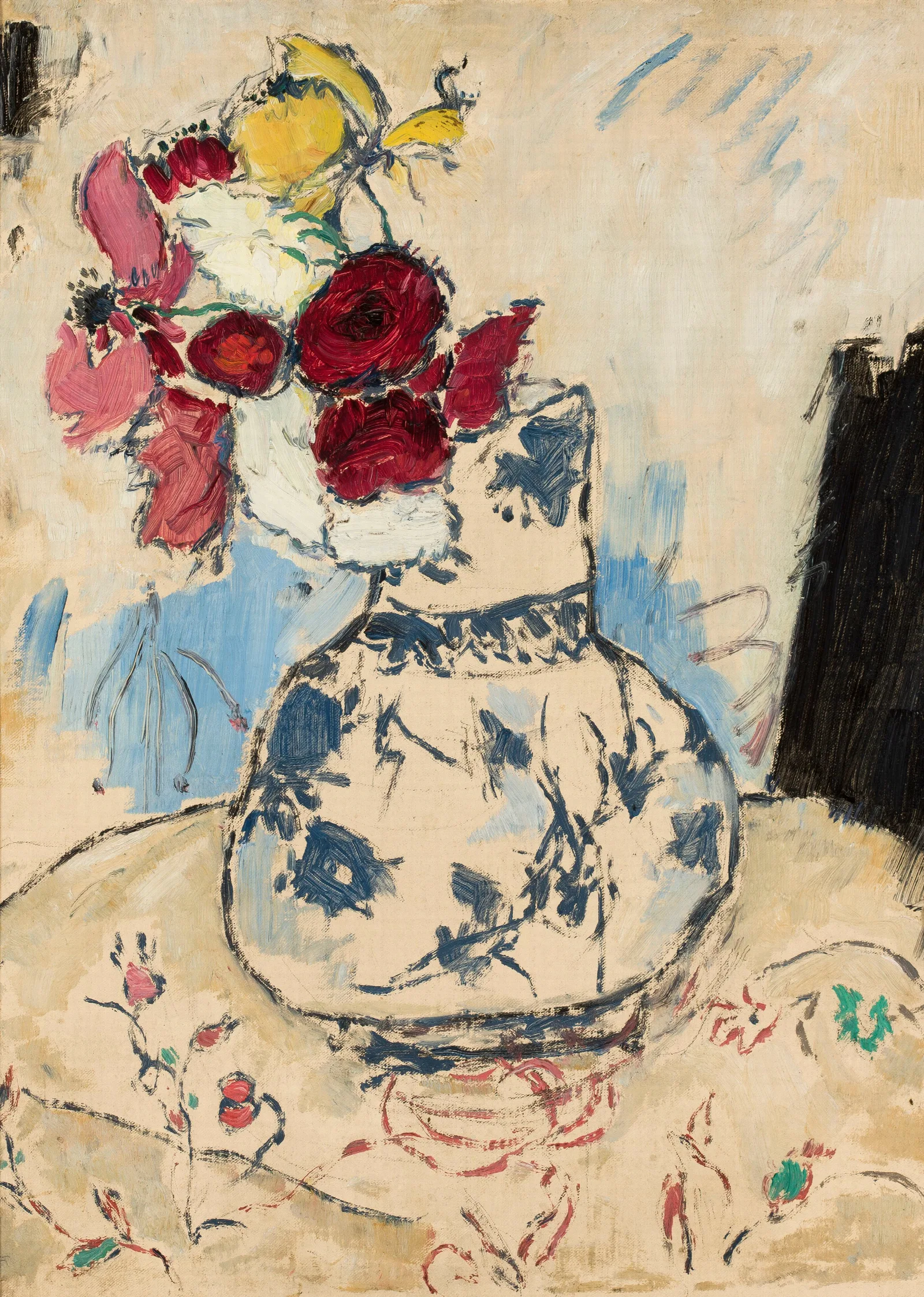 Flowers In A Flower Vase Wall Art by Tadeusz Makowski - Canvas Print