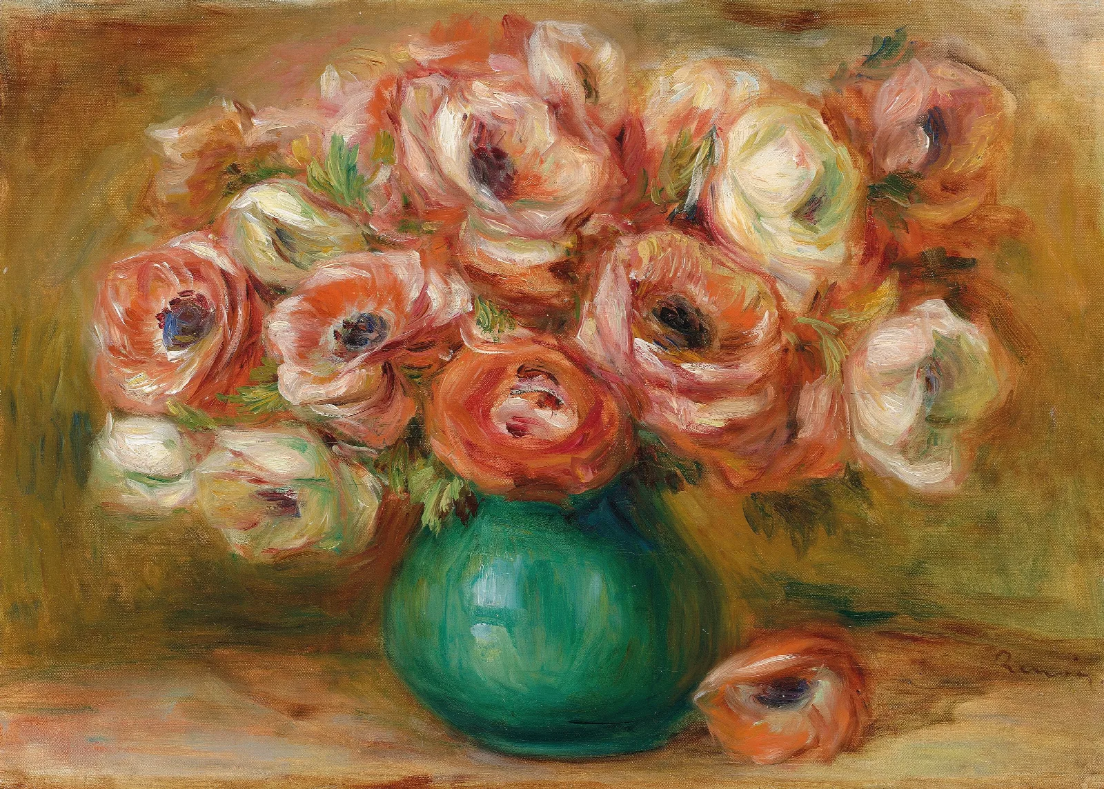 Vase Danemones 3 Wall Art by Pierre-Auguste Renoir - Canvas Print