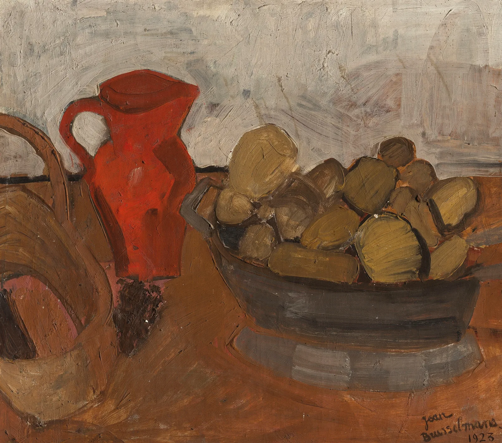 Nature Morte Au Pichet Rouge Wall Art by Jean Brusselmans - Canvas Print