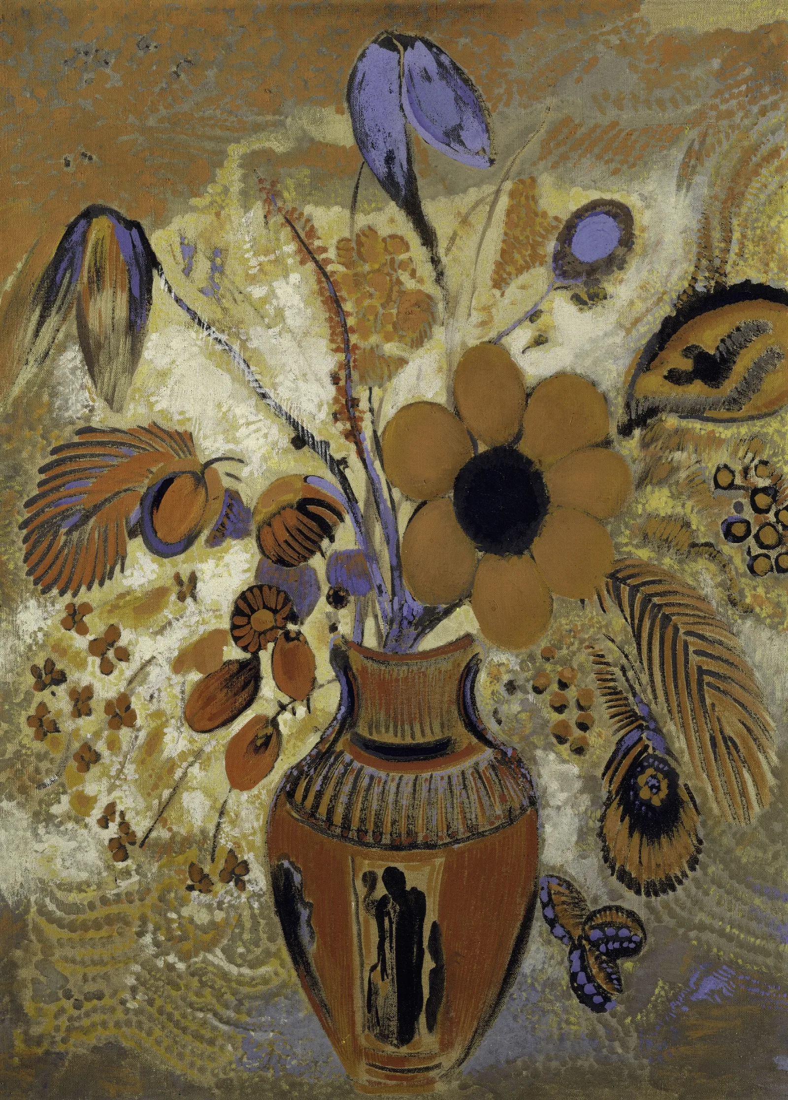 Etruscan Vase With Flowers Wall Art by Odilon Redon - Canvas Print