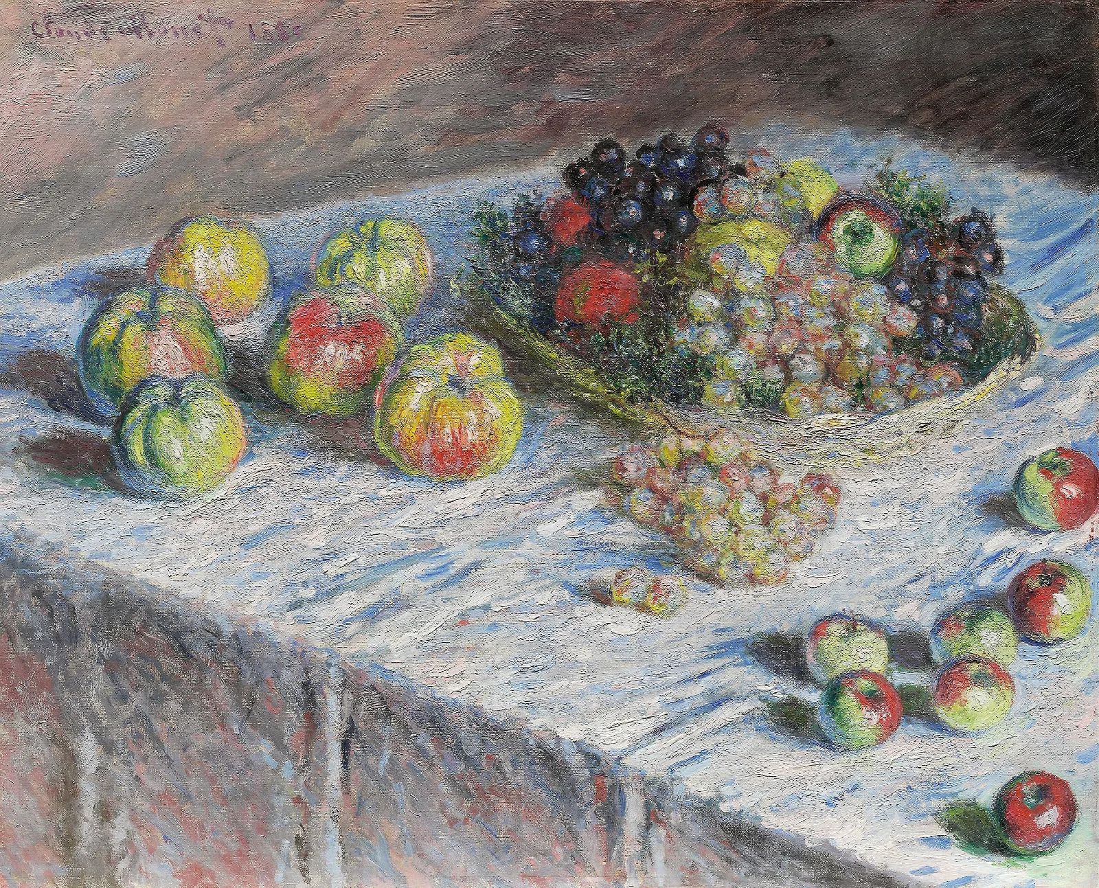 Apples And Grapes Wall Art by Claude Monet - Canvas Print