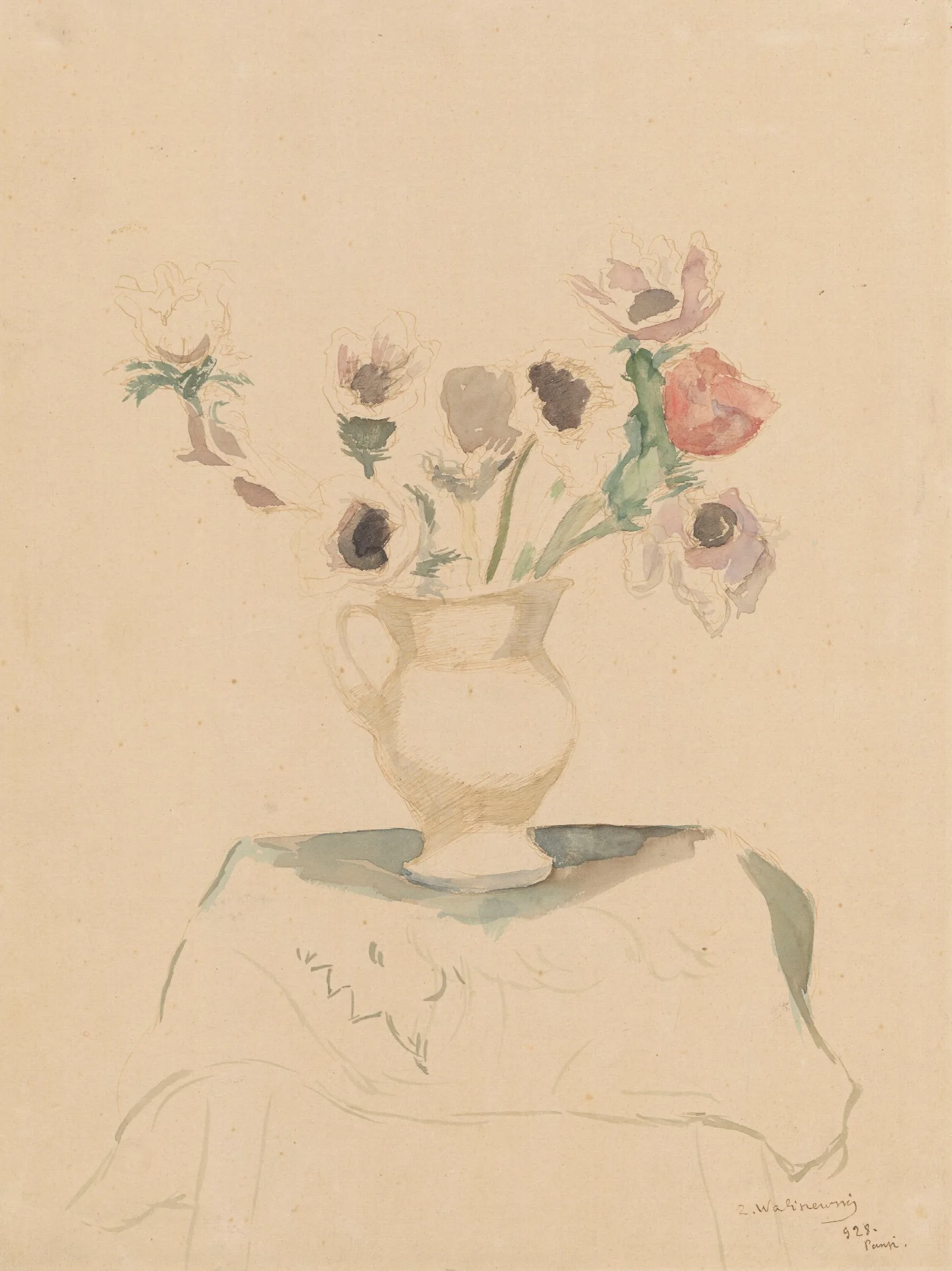 Flowers In A Jug 3 Wall Art by Zygmunt Waliszewski - Canvas Print