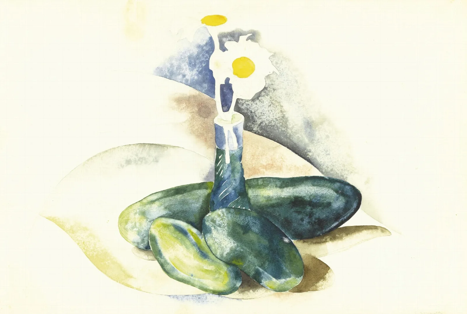 Cucumbers And A Flask Of Daisies Wall Art by Charles Demuth - Canvas Print