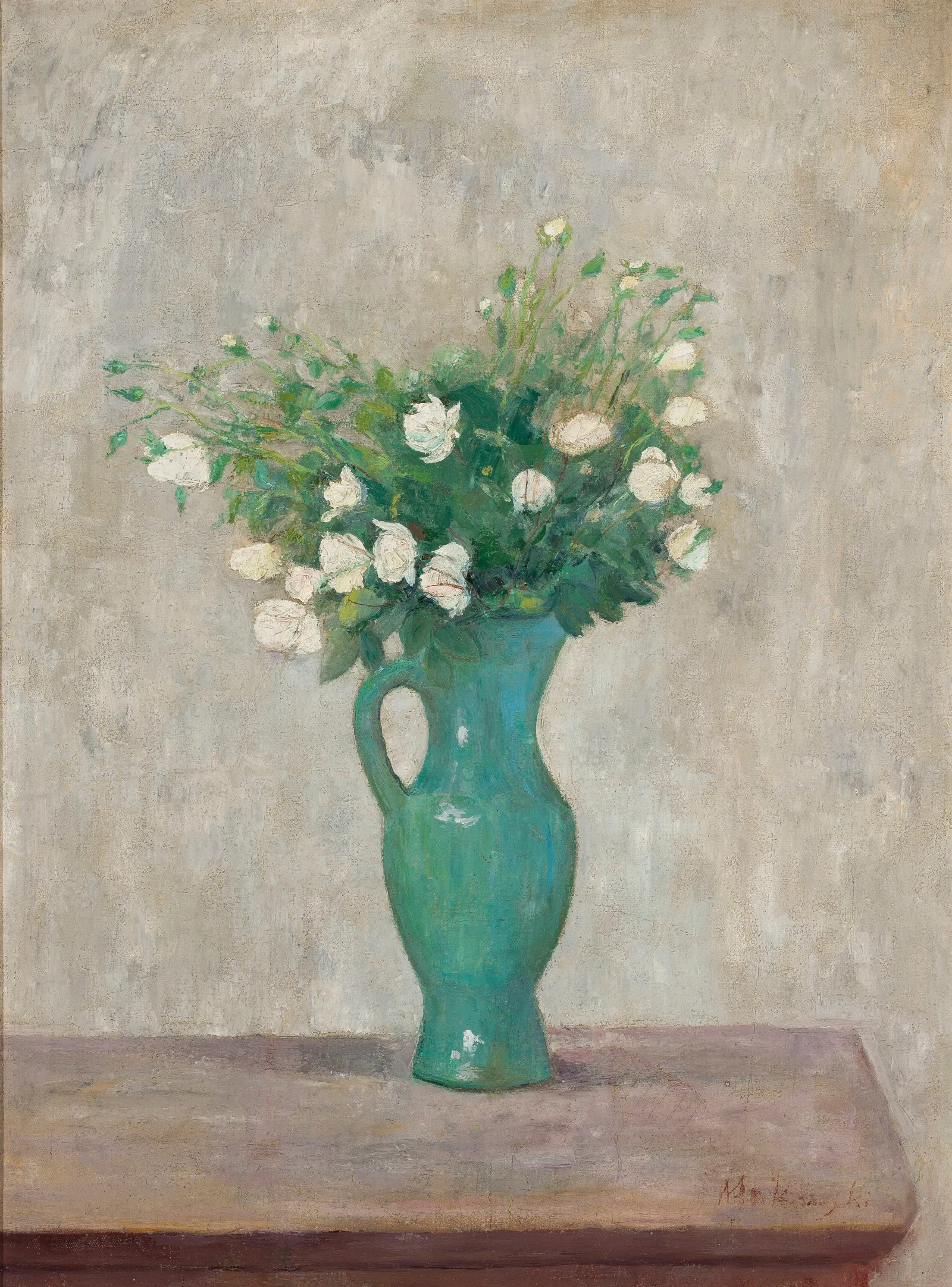 Bouquet In A Green Flower Vase Wall Art by Tadeusz Makowski - Canvas Print