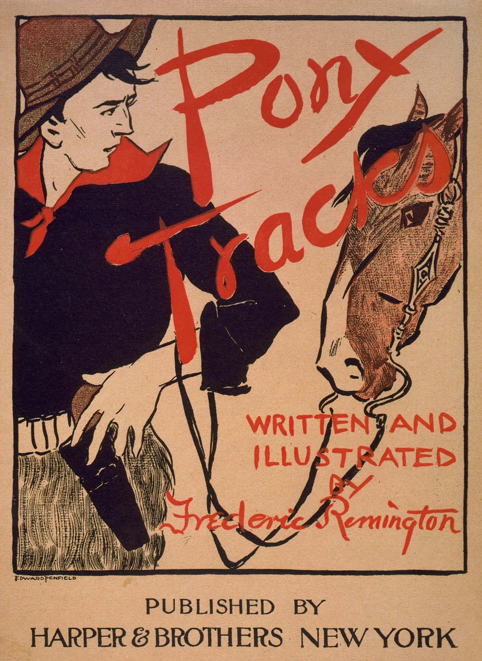 Pony Tracks Written Illustrated By Frederic Remington Wall Art by Edward Penfield - Canvas Print