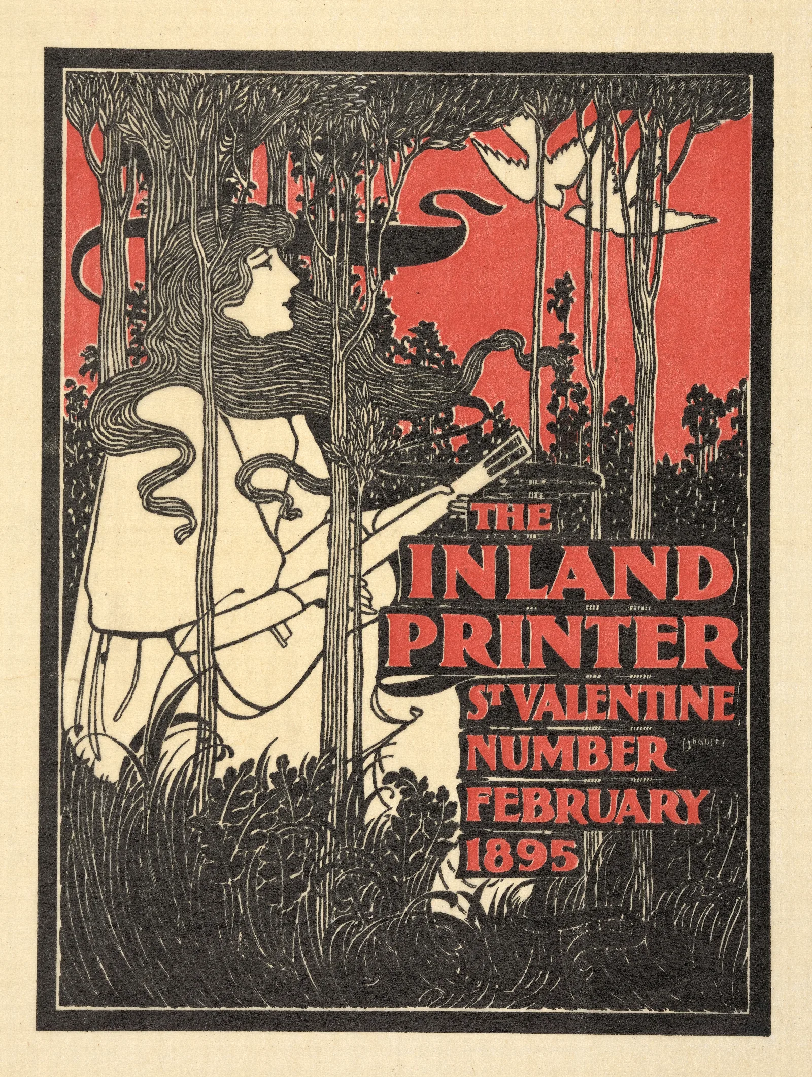 The Inland Printer Cover Design Valentine Issue February 1895 by Will Bradley - Canvas Print