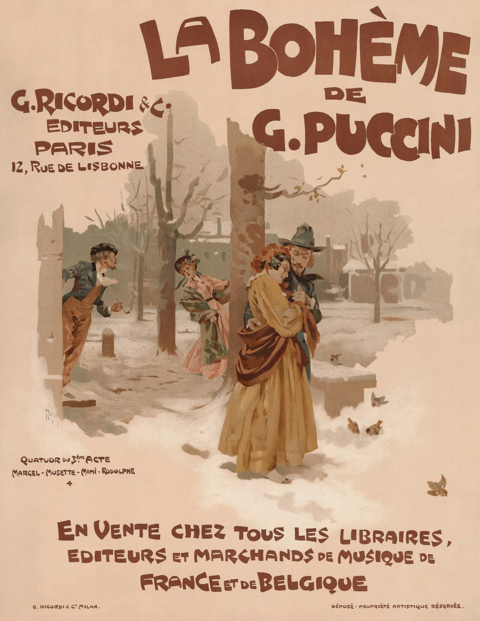 La Boheme Wall Art by Adolfo Hohenstein - Canvas Print