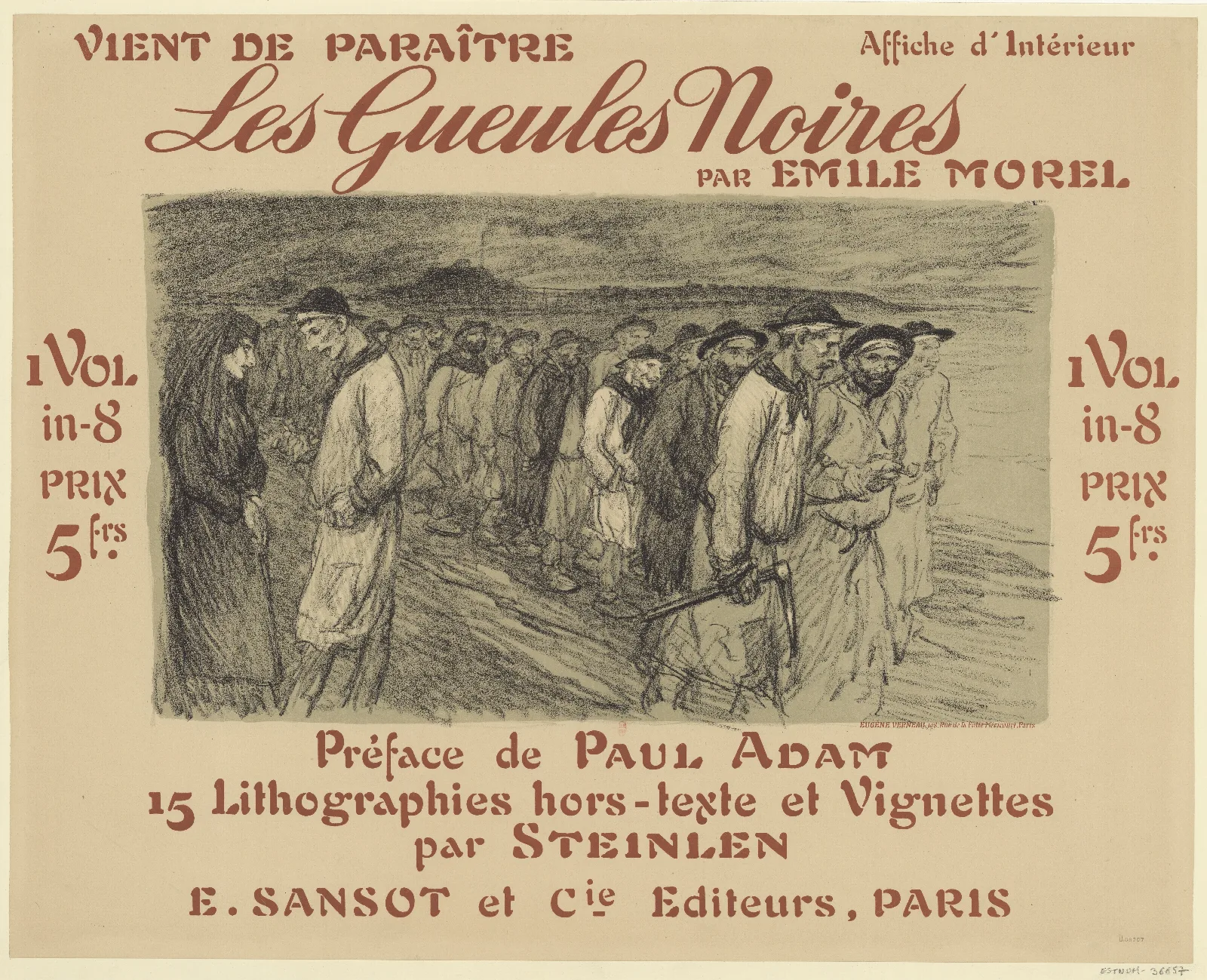 Les Gueules Noires Par Emile Morel Wall Art by Théophile Alexandre Steinlen - Canvas Print