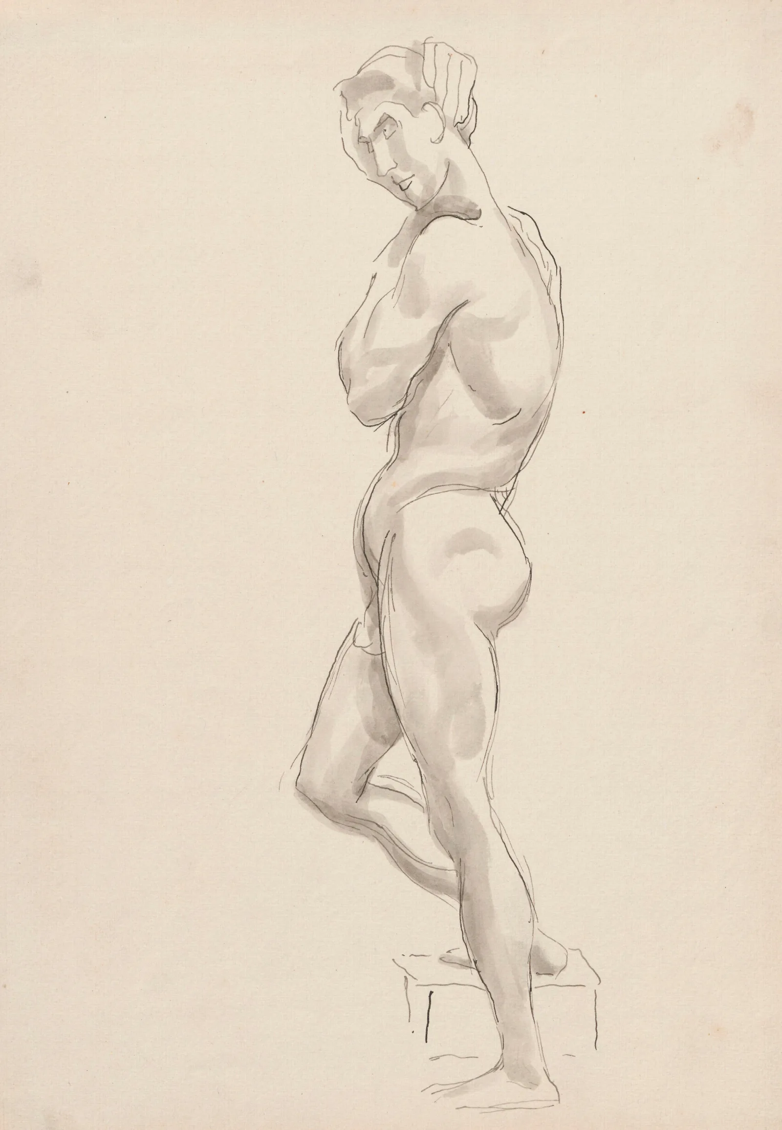 Standing Nude Man 3 Wall Art by Józef Pankiewicz - Canvas Print