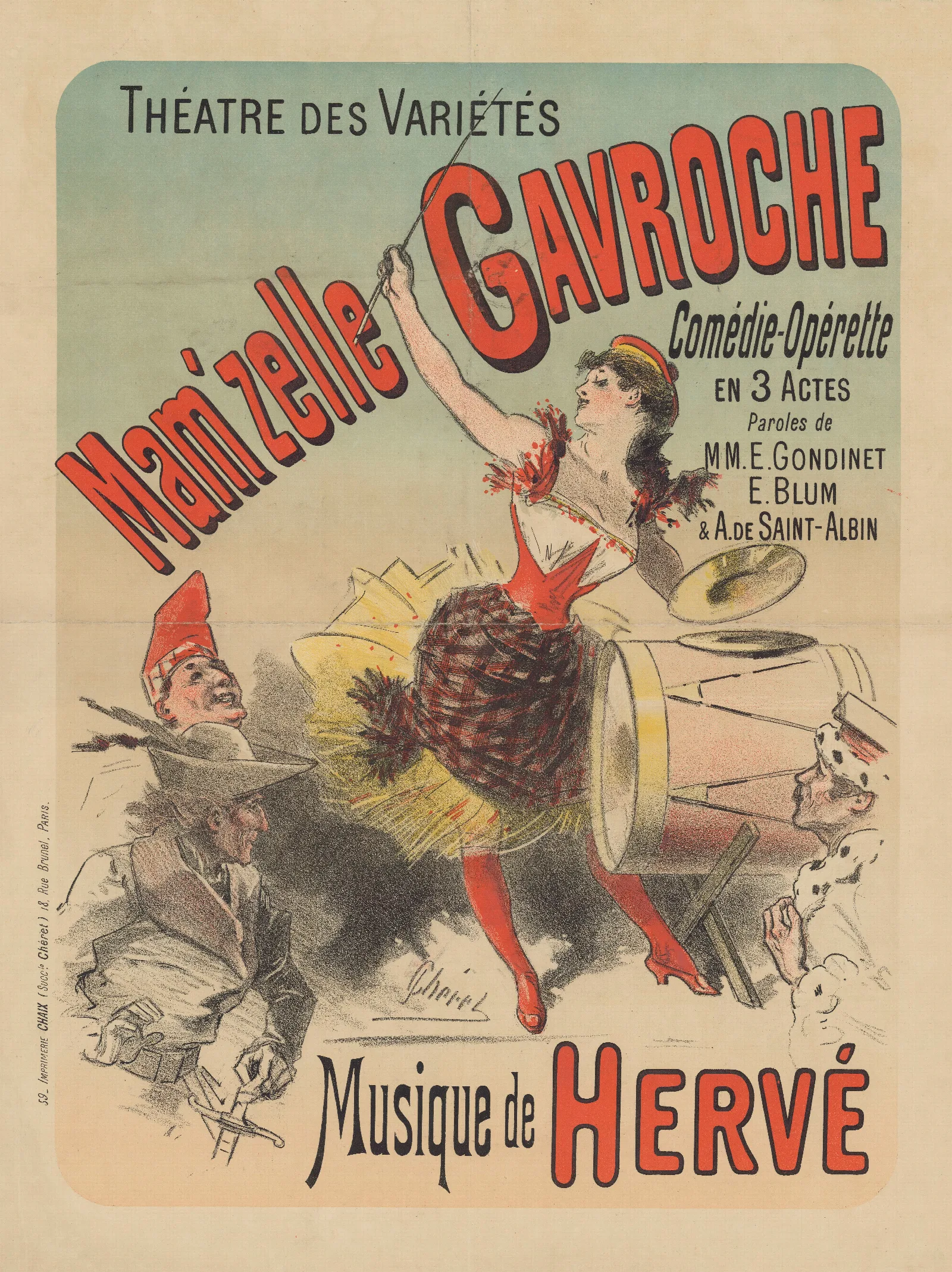 Theatre Des Varietes Mamzelle Gavroche Wall Art by Jules Chéret - Canvas Print