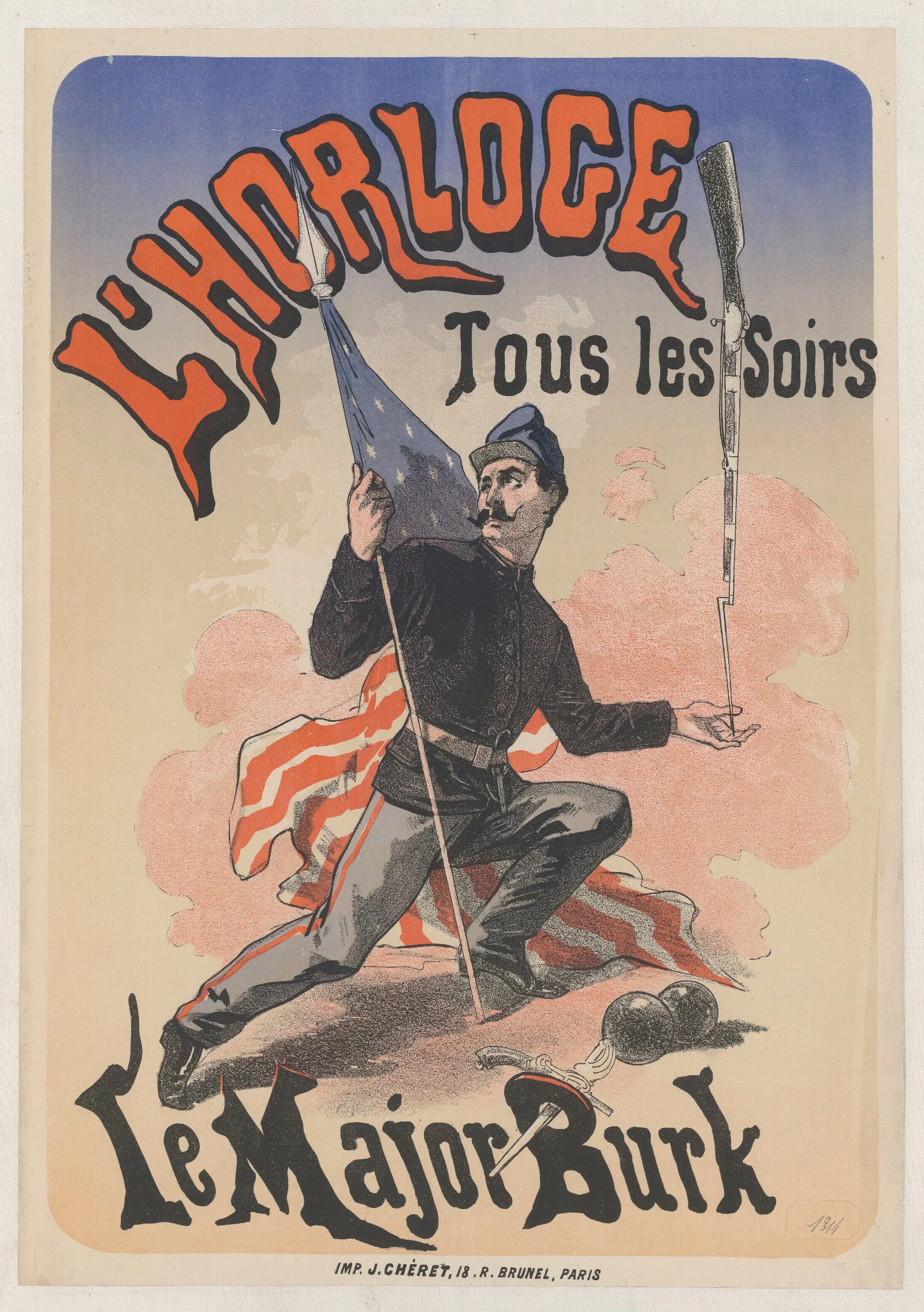 Horloge Le Major Bruk Wall Art by Jules Chéret - Canvas Print