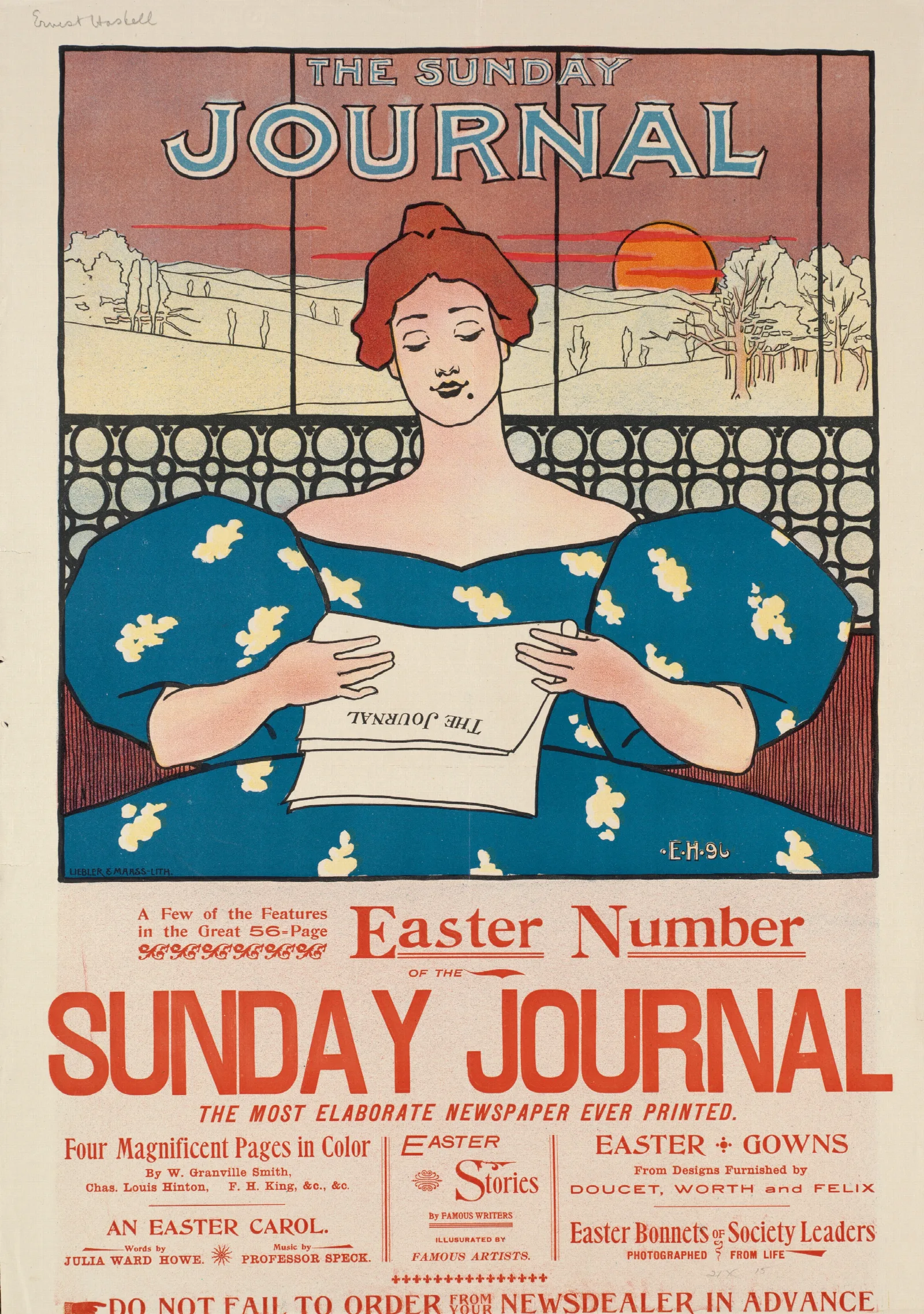 The Sunday Journal Easter Number Wall Art by Ernest Haskell - Canvas Print