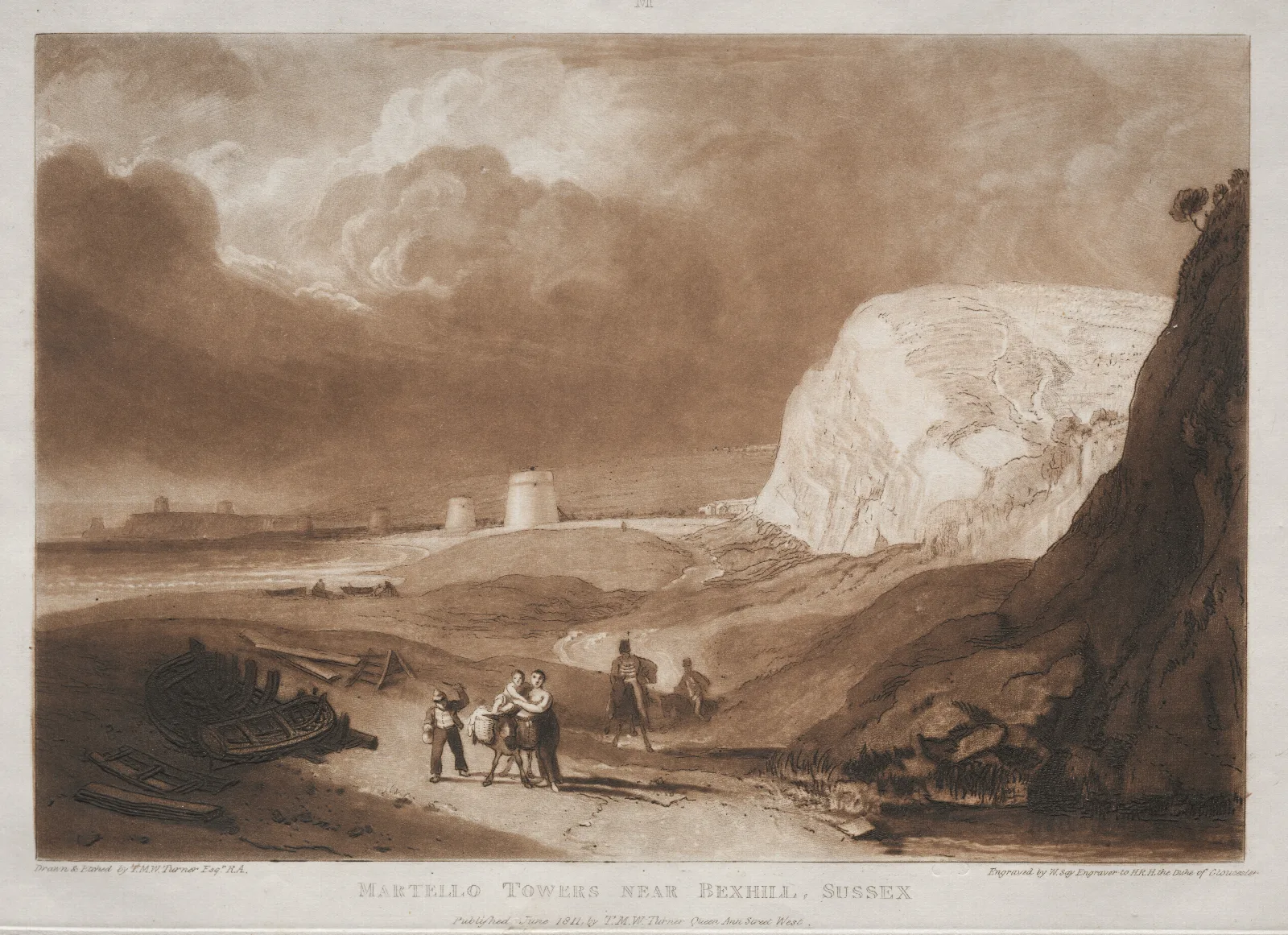 Martello Towers Near Bexhill Sussex Wall Art by Joseph Mallord William Turner - Canvas Print