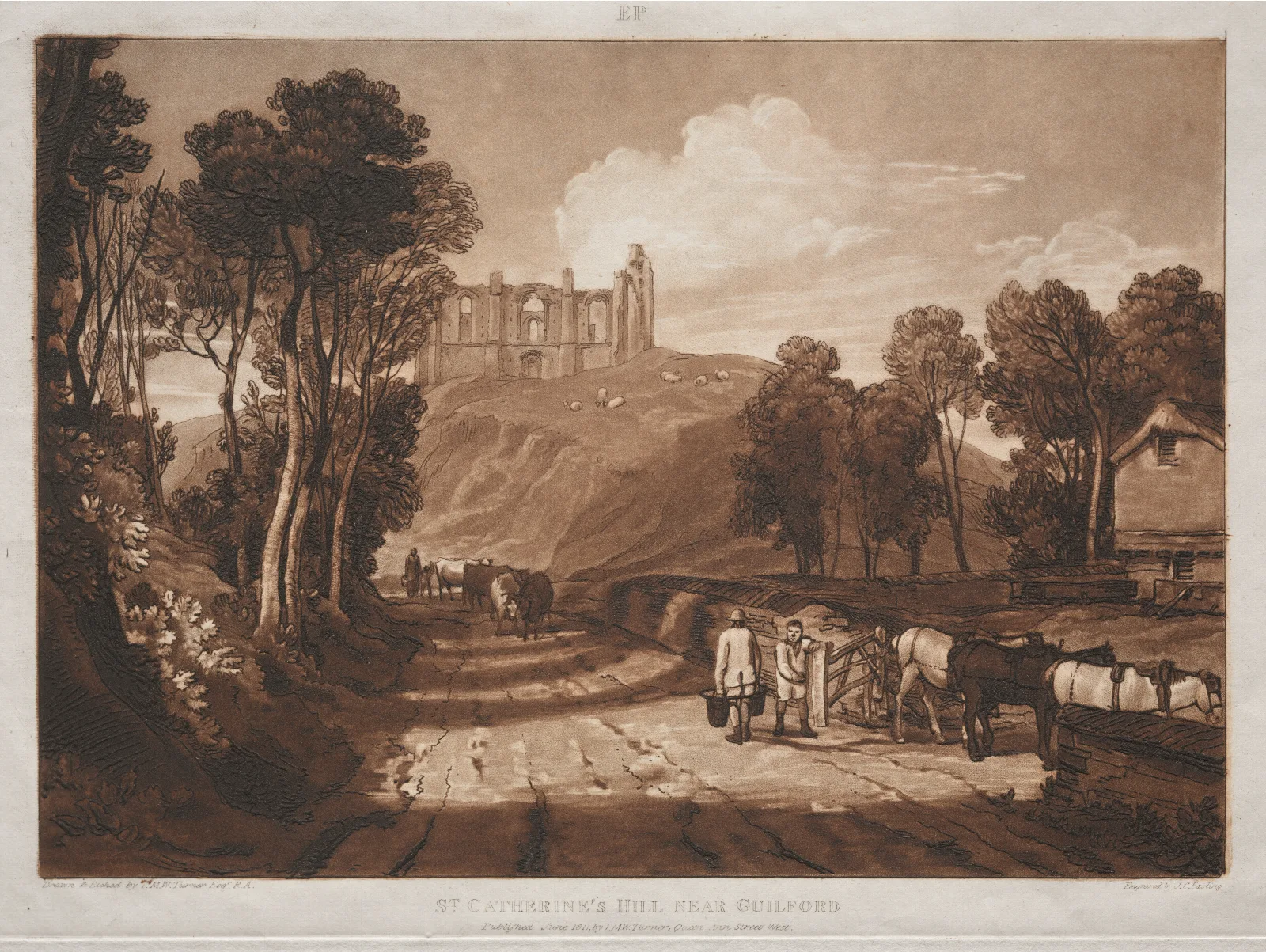 St Catherines Hill Near Guilford Wall Art by Joseph Mallord William Turner - Canvas Print