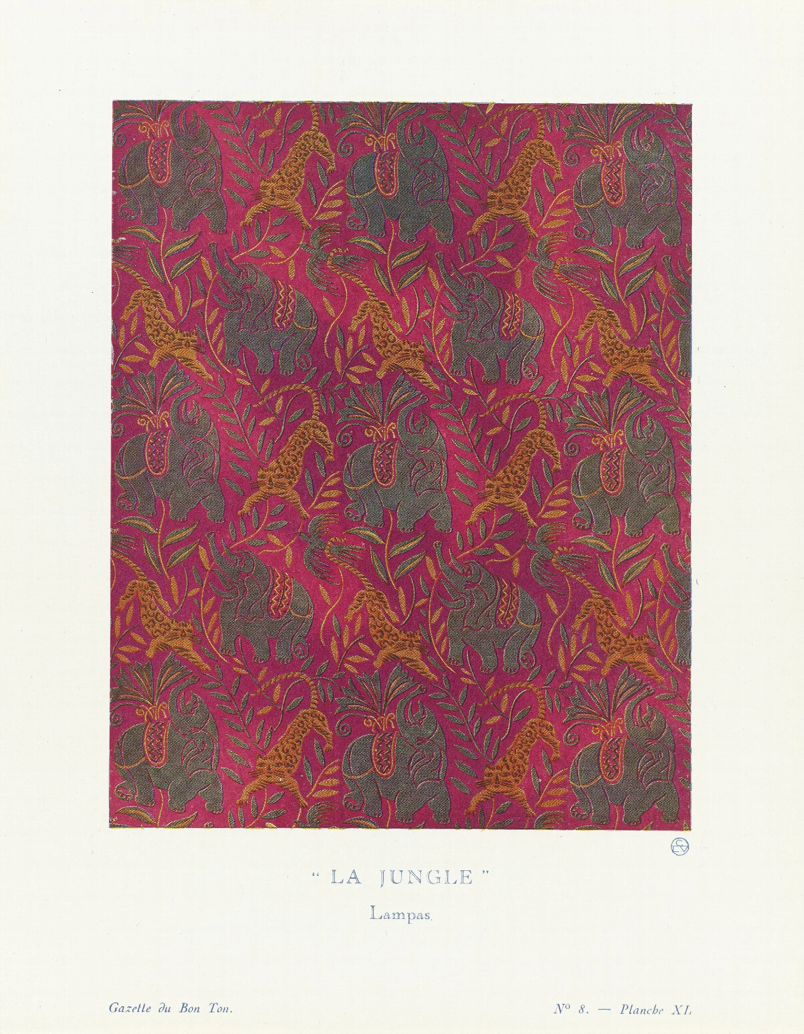 Gazette Du Bon Ton La Jungle Lampas Wall Art by Raoul Dufy - Canvas Print