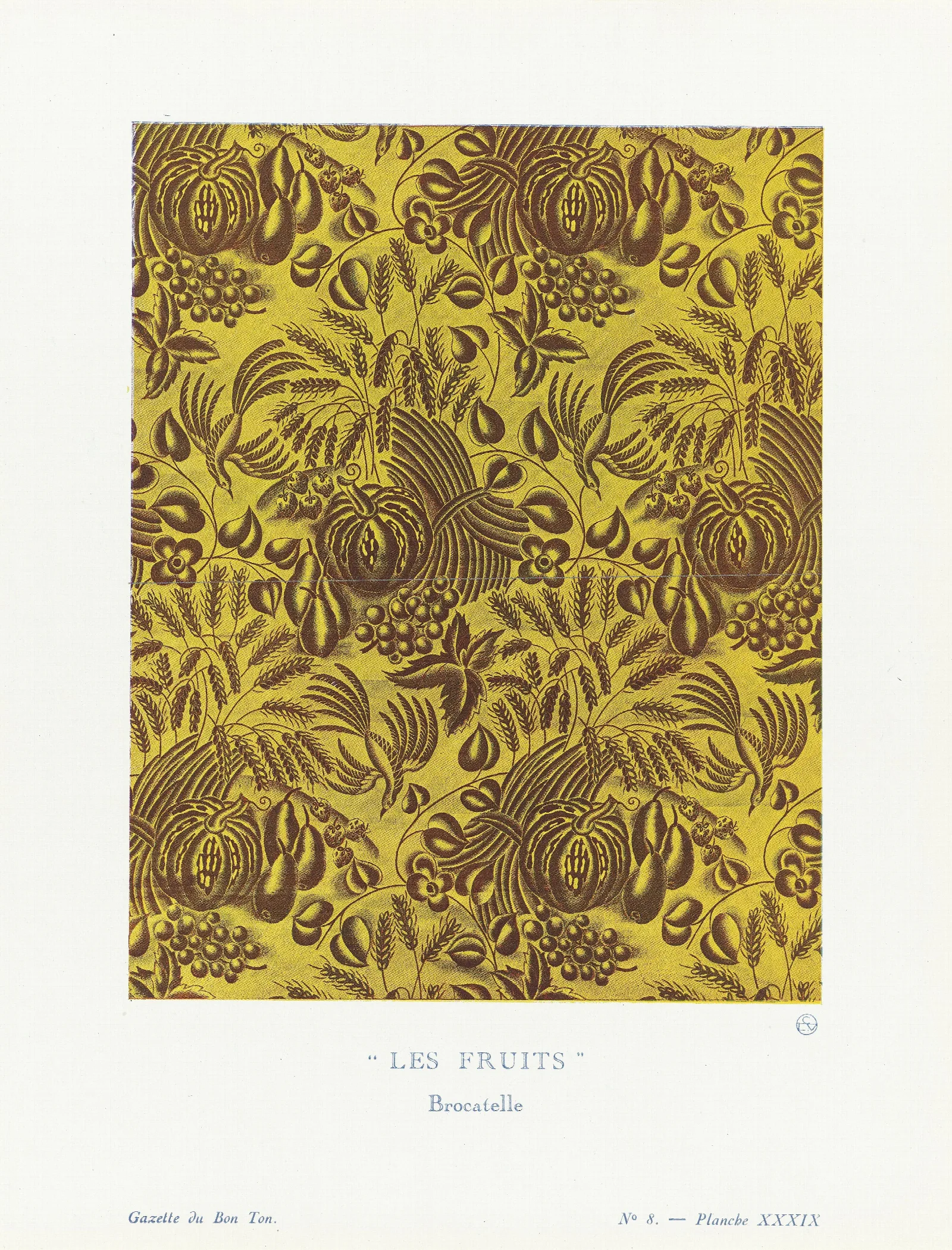 Gazette Du Bon Ton Les Fruits Brocatelle Wall Art by Raoul Dufy - Canvas Print