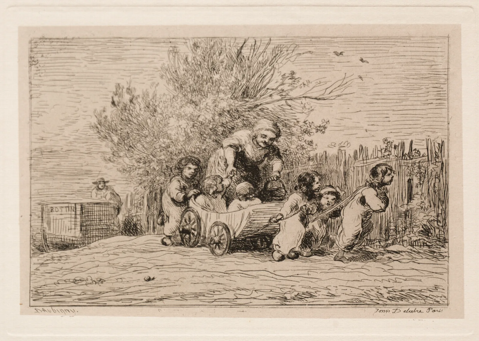 Heritage Of The Cart The Children With The Cart Wall Art by Charles François Daubigny - Canvas Print