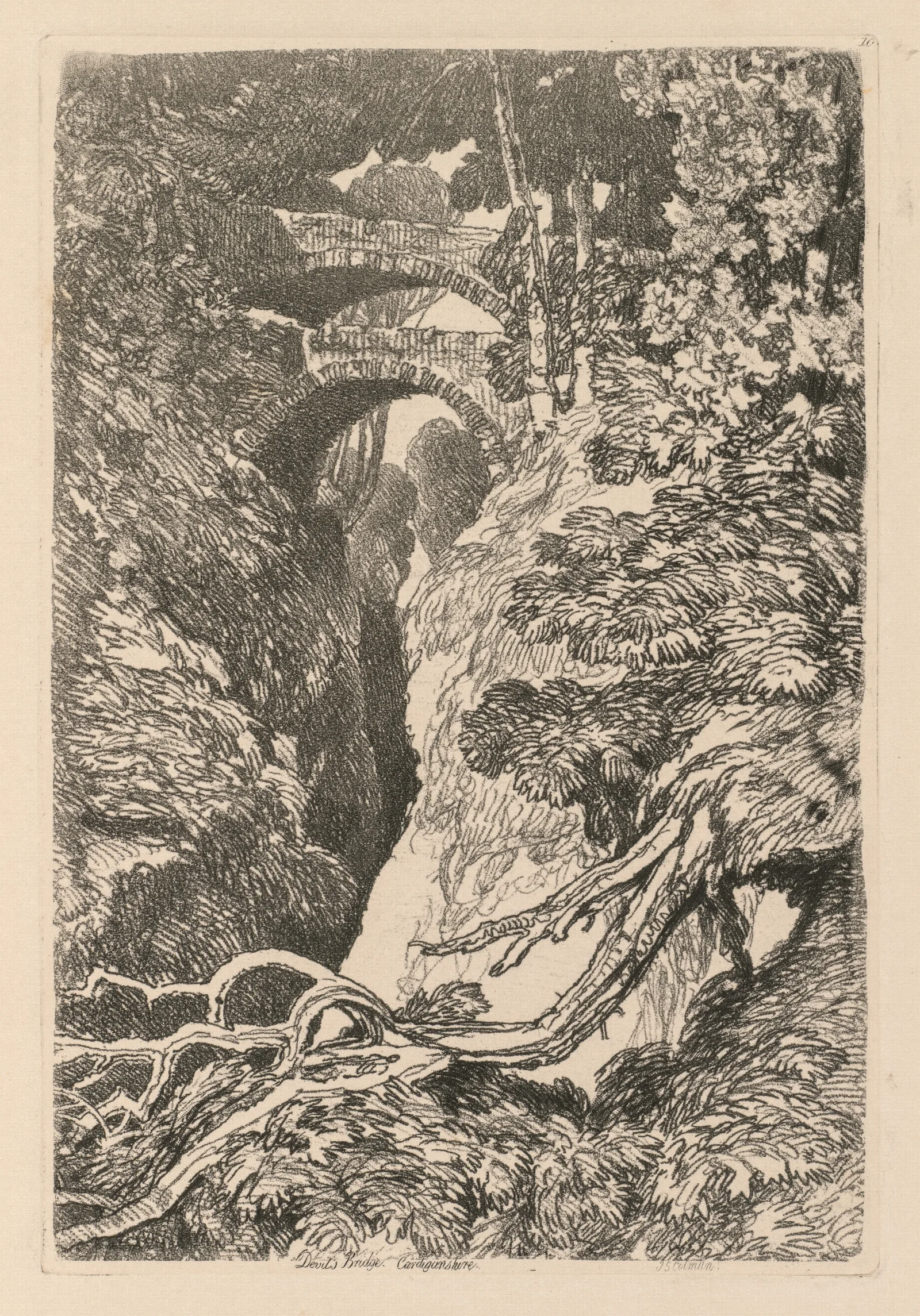 The Devils Bridge Cardinganshire Wall Art by John Sell Cotman - Canvas Print