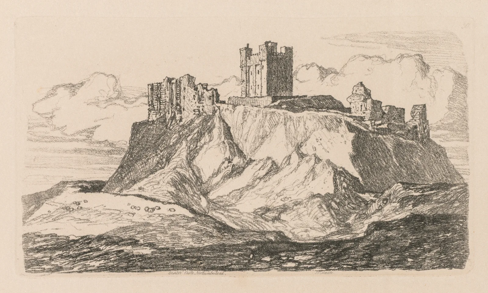 Bambro Castle Northumberland Wall Art by John Sell Cotman - Canvas Print