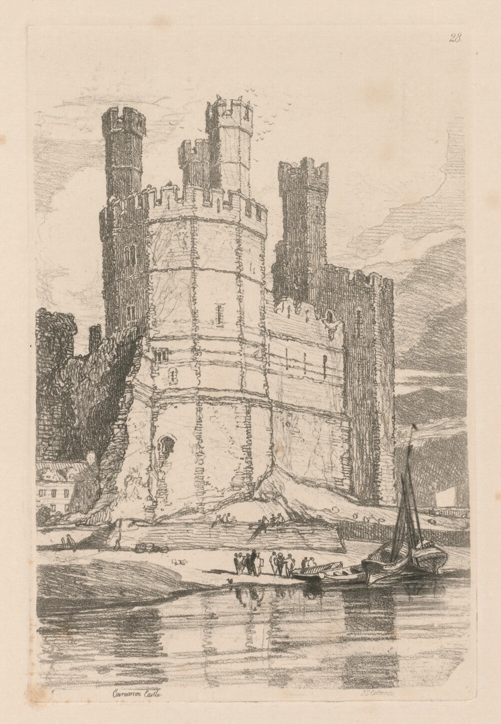 Caernarvon Castle N Wales Wall Art by John Sell Cotman - Canvas Print