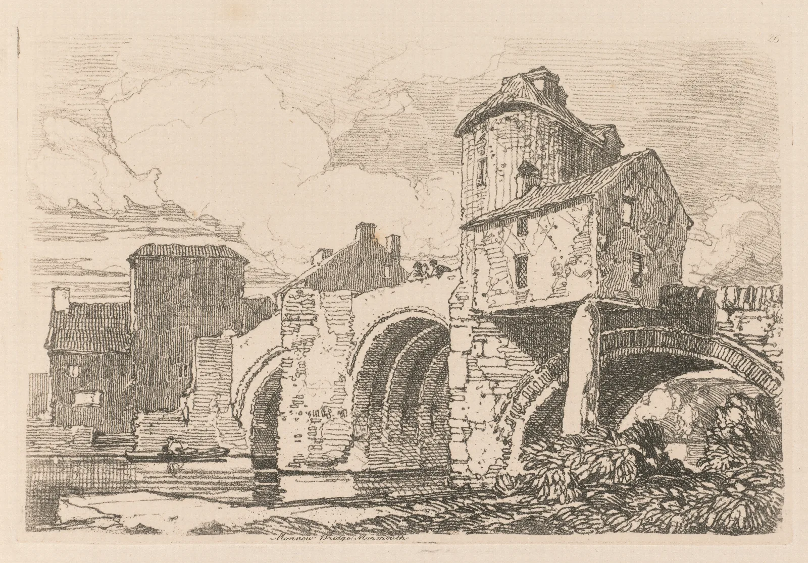 Monnow Bridge Monmouthshire Wall Art by John Sell Cotman - Canvas Print