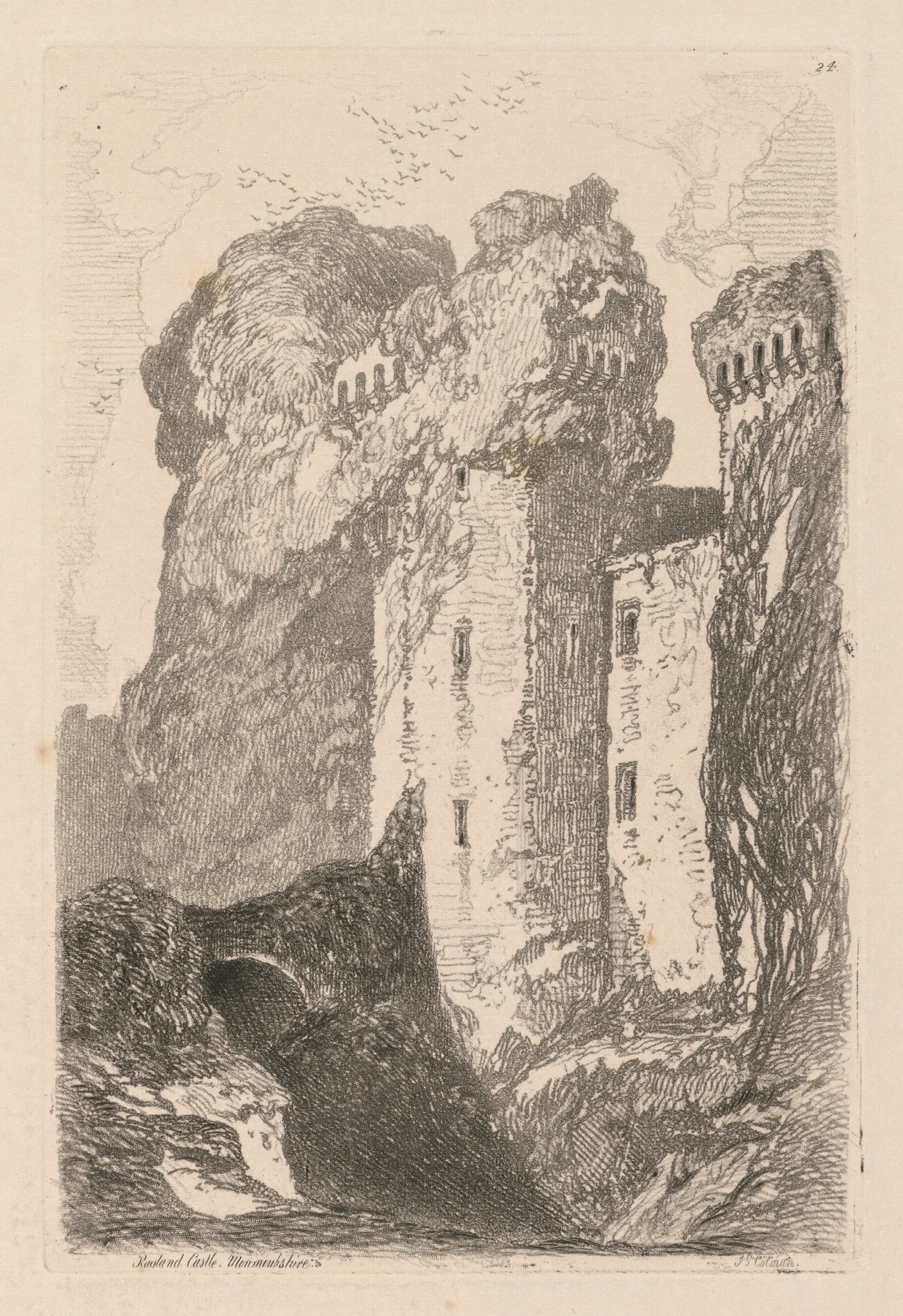 Ragland Castle Monmouthshire Wall Art by John Sell Cotman - Canvas Print