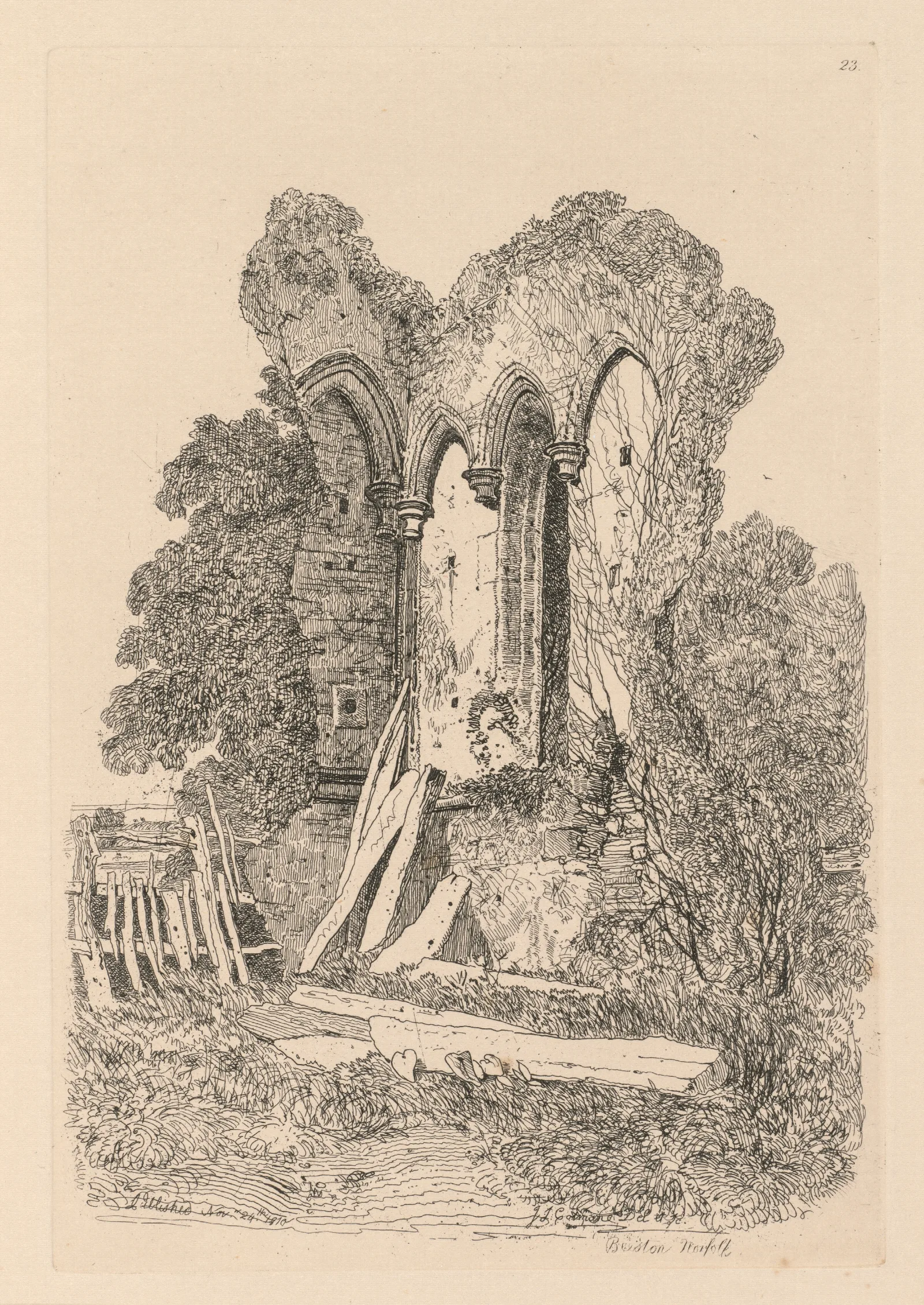 Ruins At Beeston Norfolk No 3 Wall Art by John Sell Cotman - Canvas Print