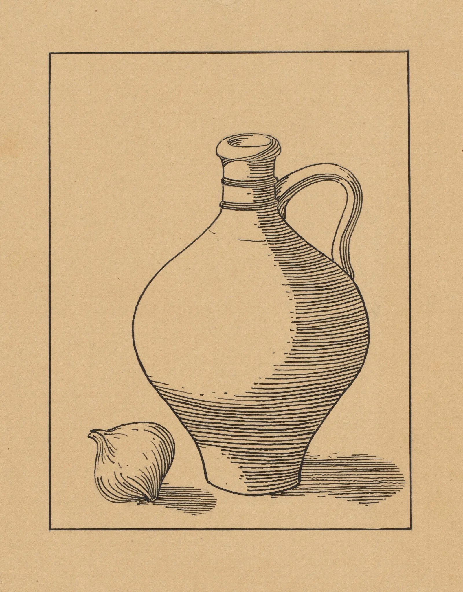 Still Life With Jug And Garlic Wall Art by Julie de Graag - Canvas Print