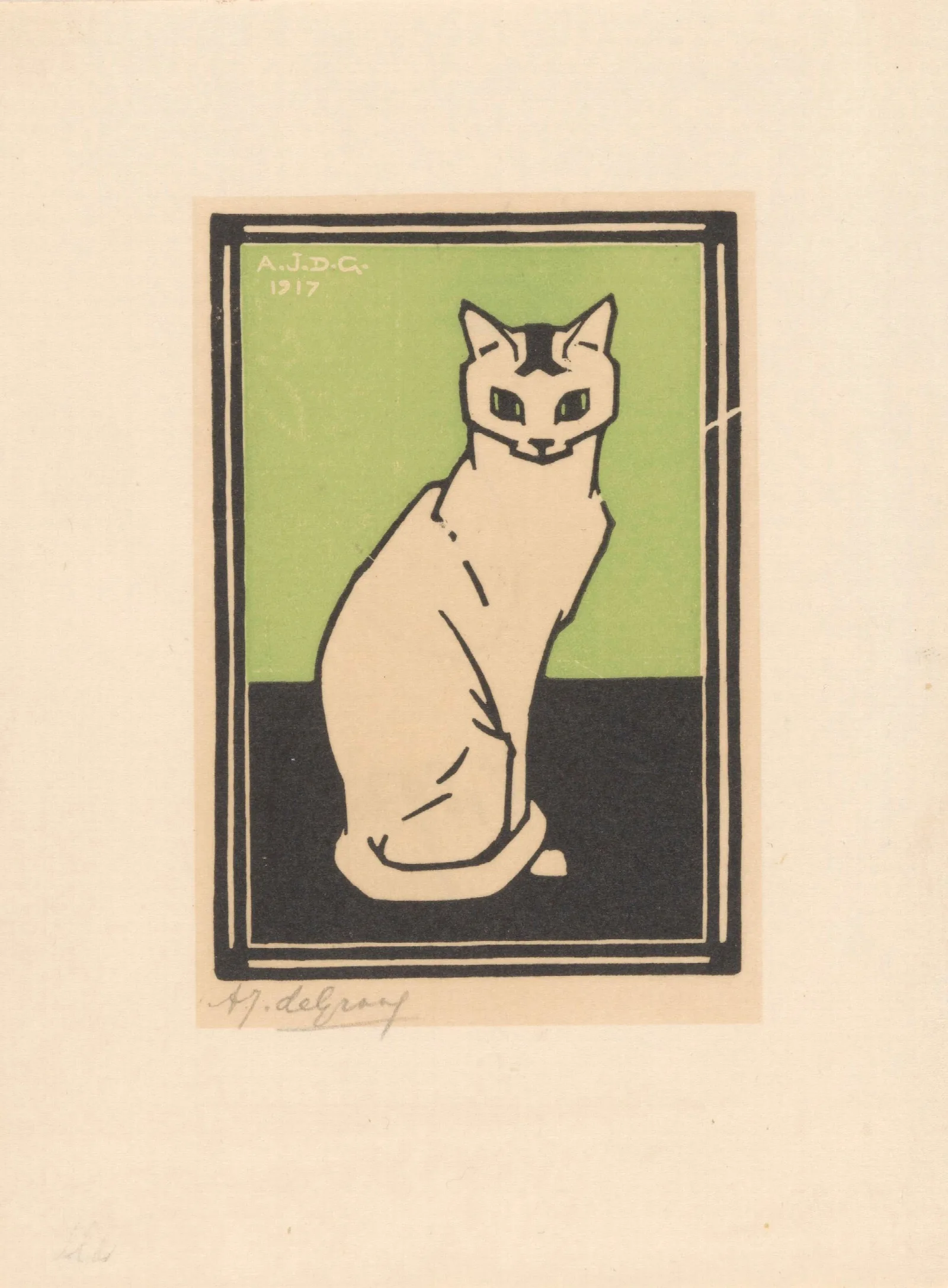 Sitting Cat Wall Art by Julie de Graag - Canvas Print
