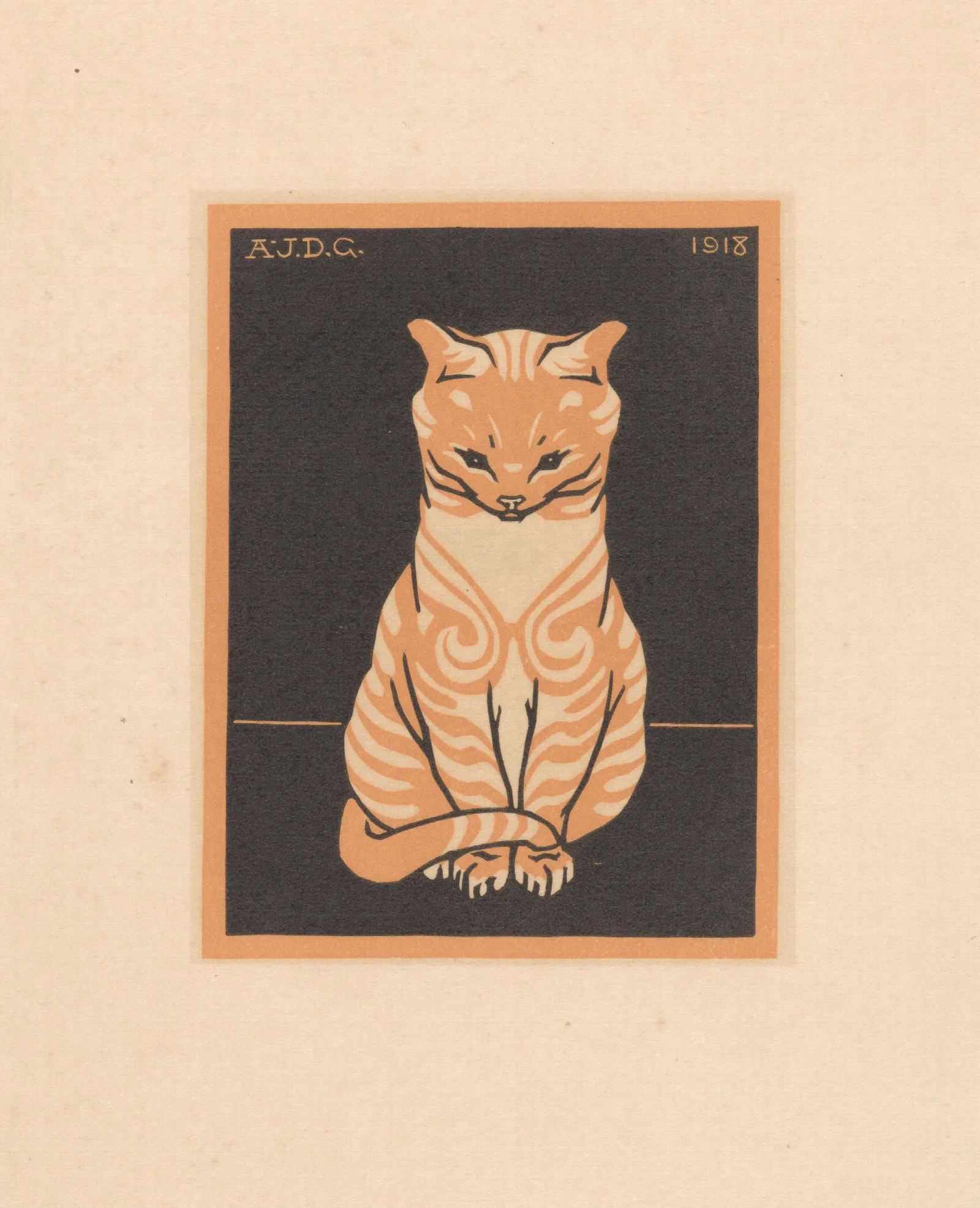 Sitting Cat 2 Wall Art by Julie de Graag - Canvas Print