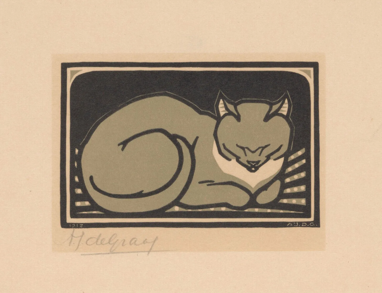Sleeping Cat 3 Wall Art by Julie de Graag - Canvas Print