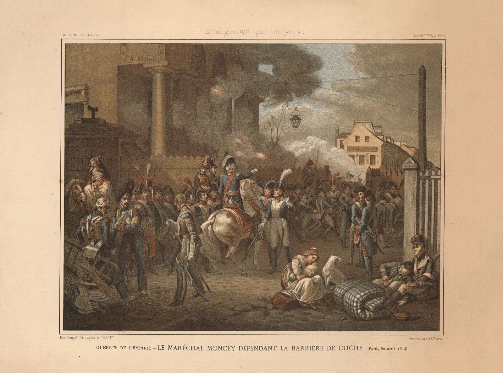 Wars Of The Empire Marshal Moncey Defending The Barrier At Clichy Paris March 30 1814 Wall Art by Horace Vernet - Canvas Print
