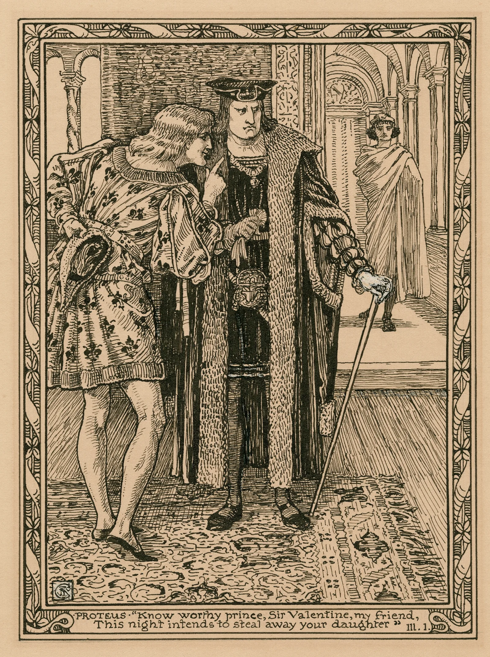 Proteus Know Worthy Prince Sir Valentine My Friend This Night Intends To Steal Away Your Daughter Iii 1 Wall Art by Walter Crane - Canvas Print