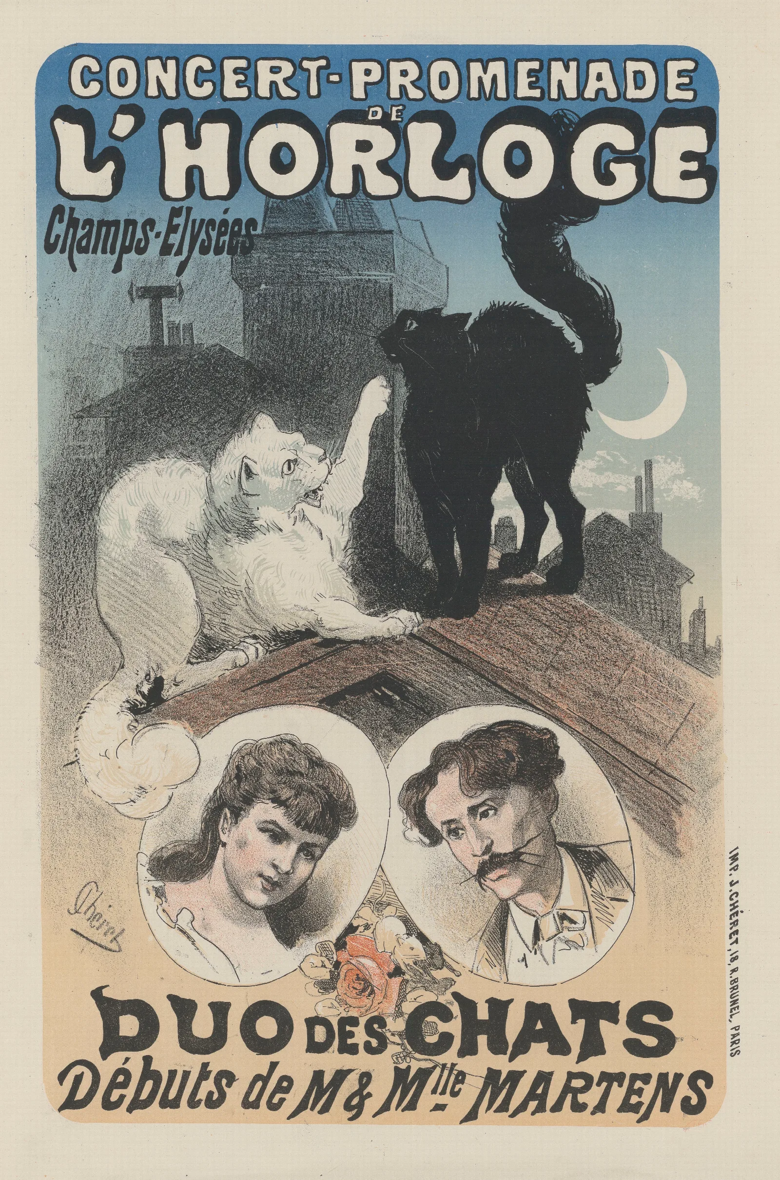 Concert Promenade De Lhorloge Duo Des Chats Debuts De M Et Mlle Martens Wall Art by Jules Chéret - Canvas Print