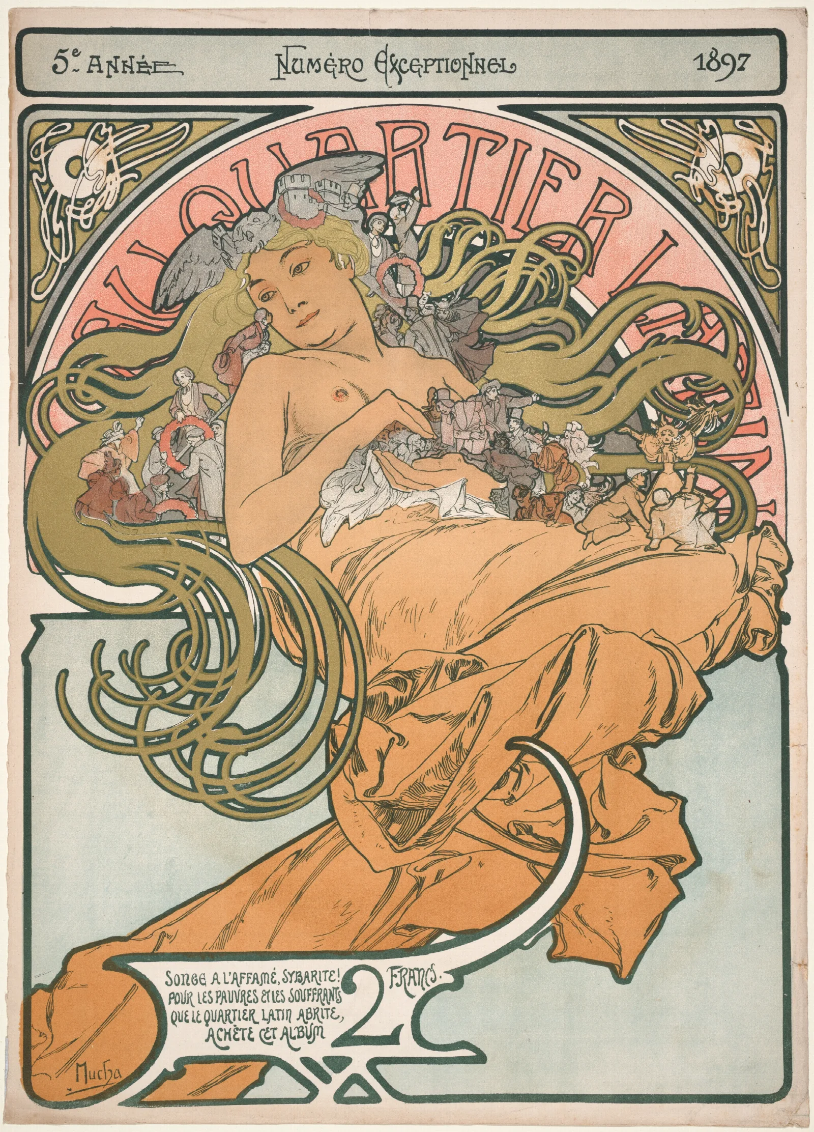 Au Quartier Latin Wall Art by Alphonse Mucha - Canvas Print