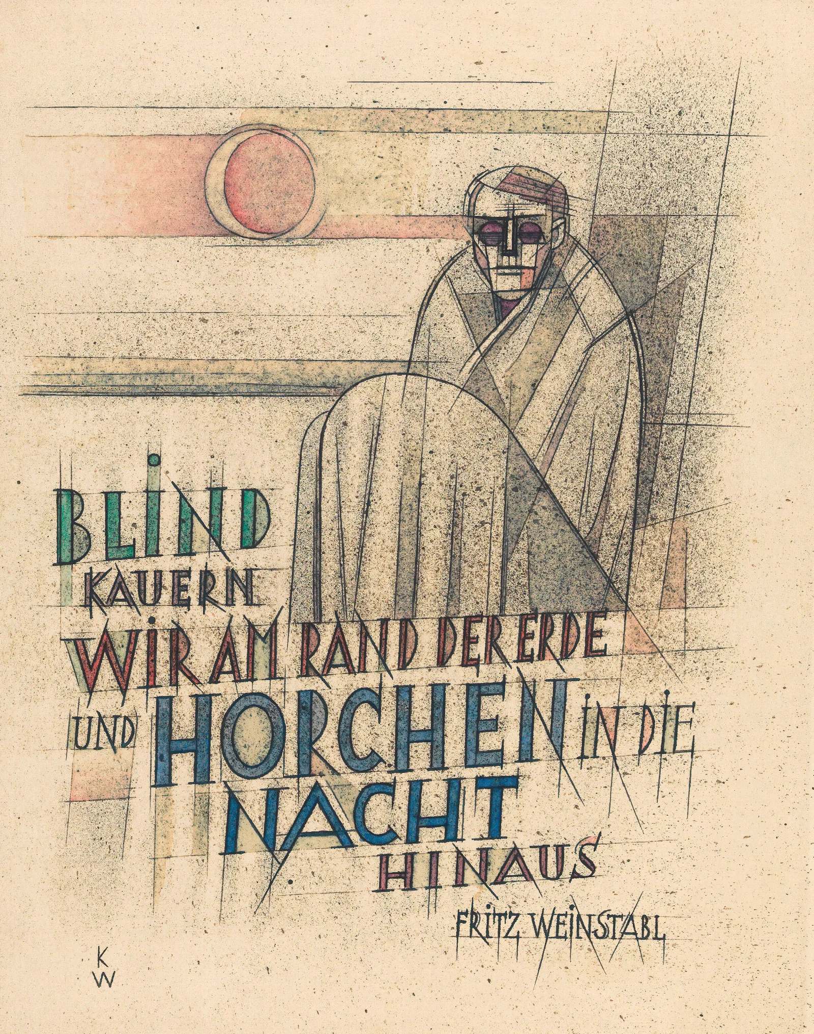 Blind Kauern Wir Am Rand Der Erde Wall Art by Karl Wiener - Canvas Print