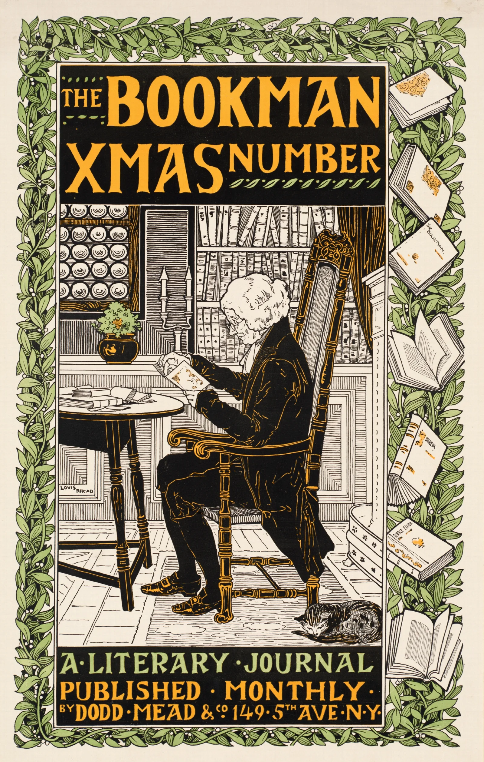 The Bookman Xmas Number Wall Art by Louis Rhead - Canvas Print
