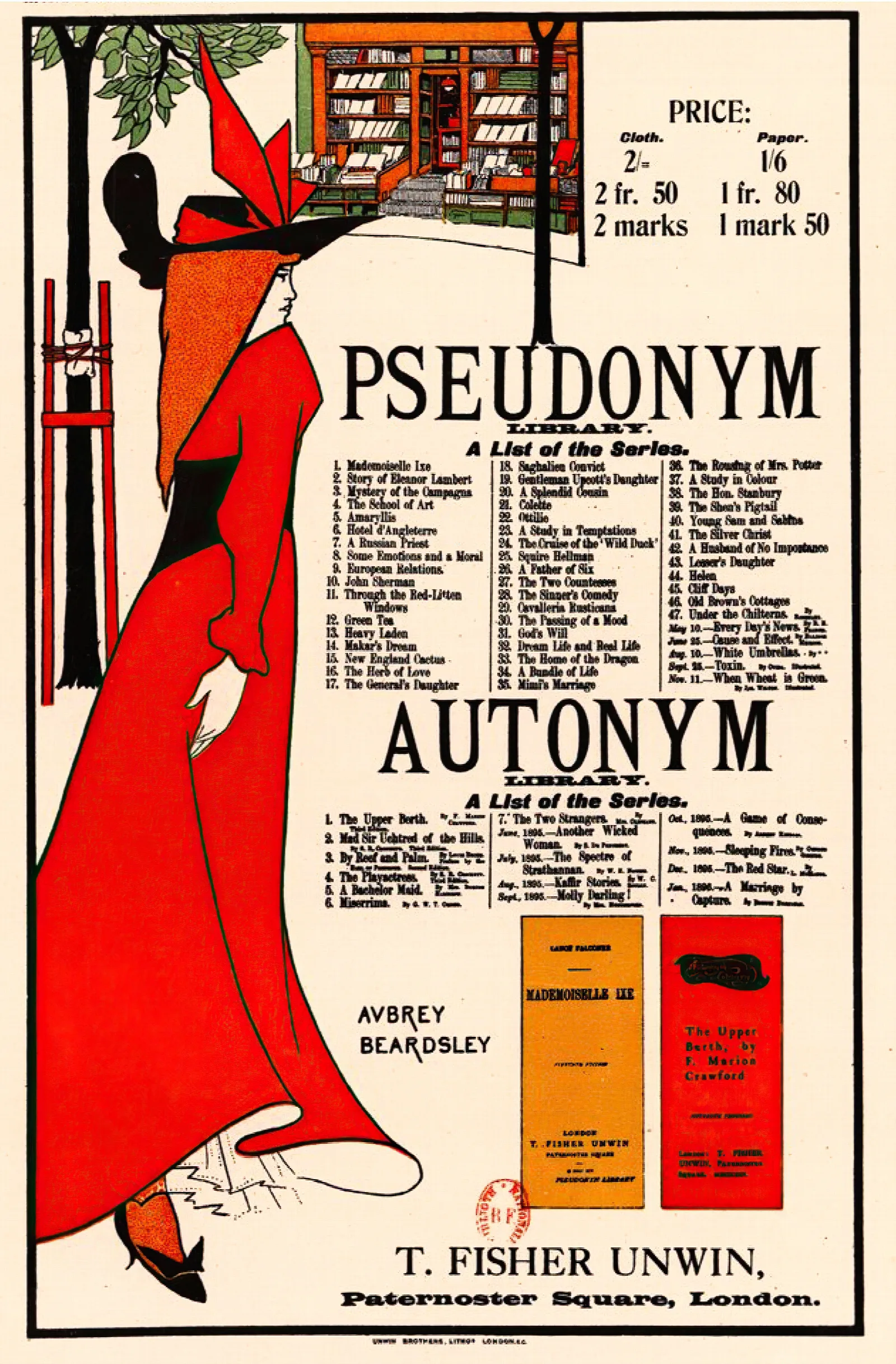 Pseudonym Library Autonym Library Wall Art by Aubrey Vincent Beardsley - Canvas Print