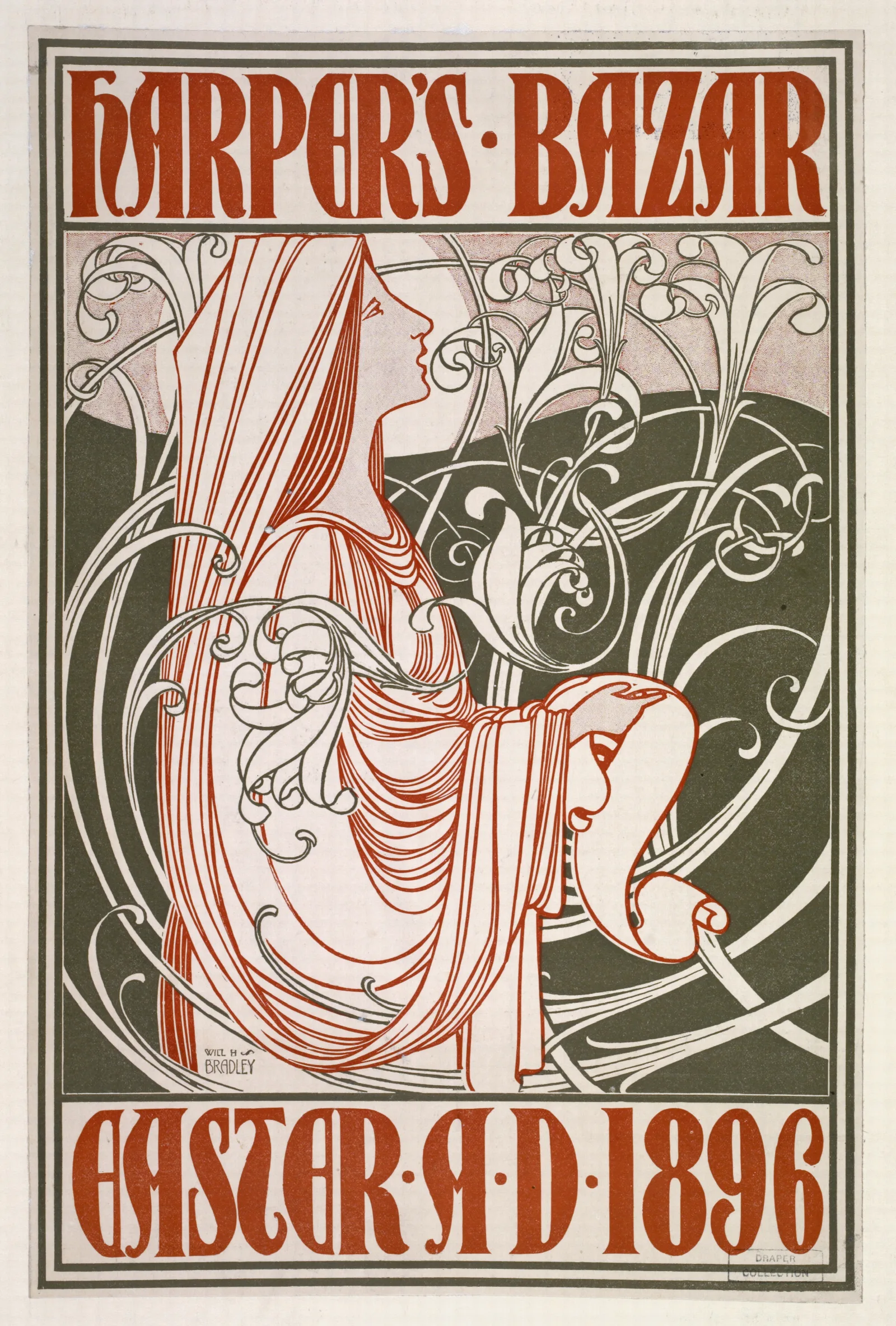 Harpers Bazar Easter A D 1896 Wall Art by Will Bradley - Canvas Print