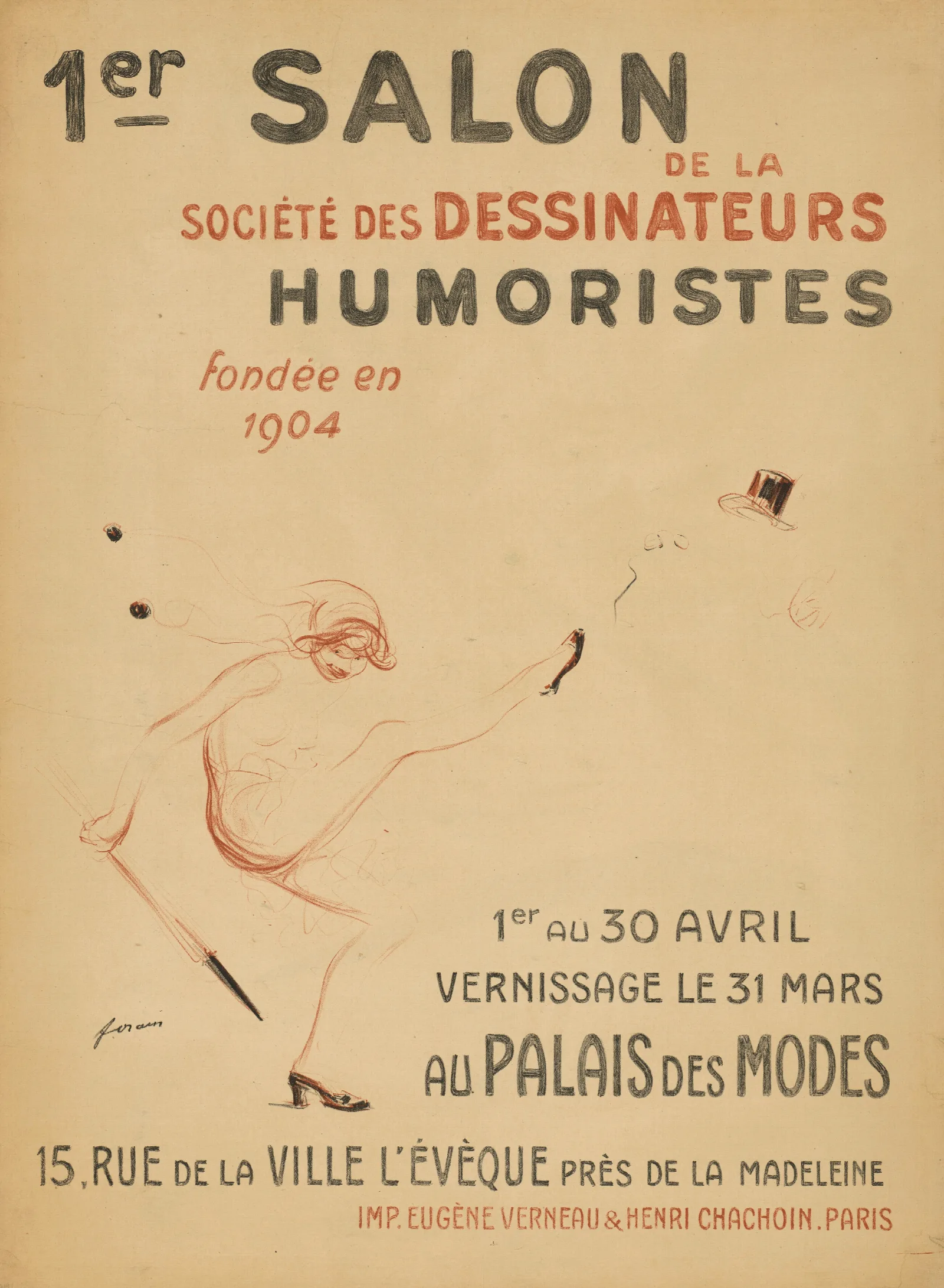 1er Salon De La Societe Des Dessinateurs Humoristes Wall Art by Jean-Louis Forain - Canvas Print