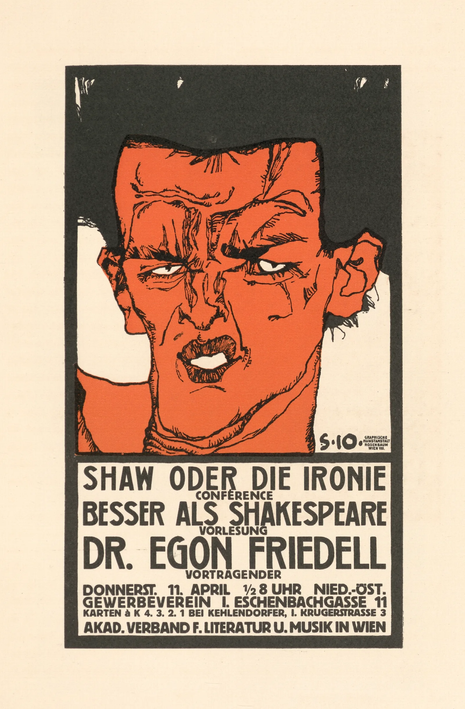 Shaw Oder Die Ironie Vorlesung Dr Egon Friedell Wall Art by Egon Schiele - Canvas Print