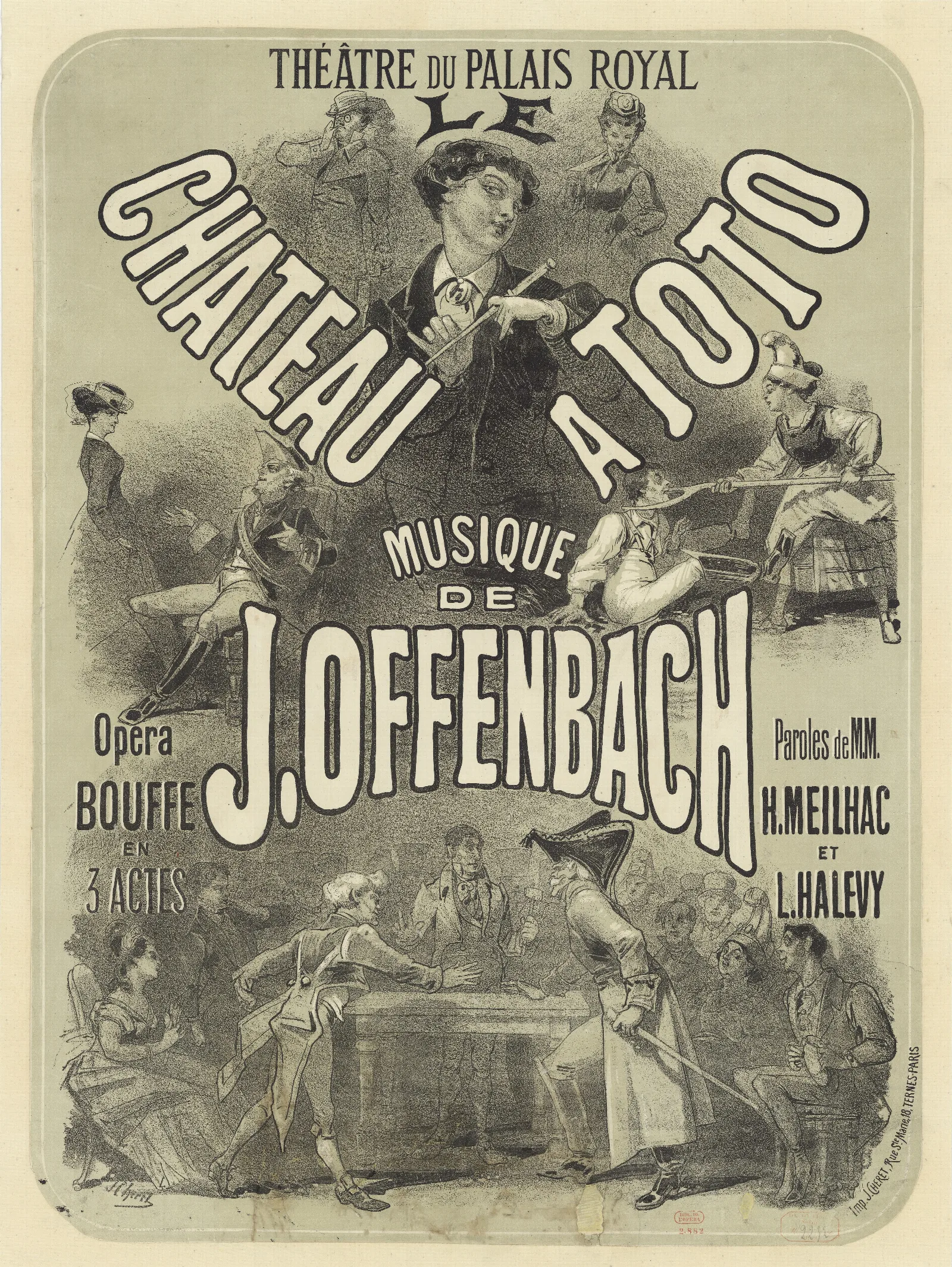 Theatre Du Palais Royal Chateau A Toto Musique De J Offenbach Wall Art by Jules Chéret - Canvas Print