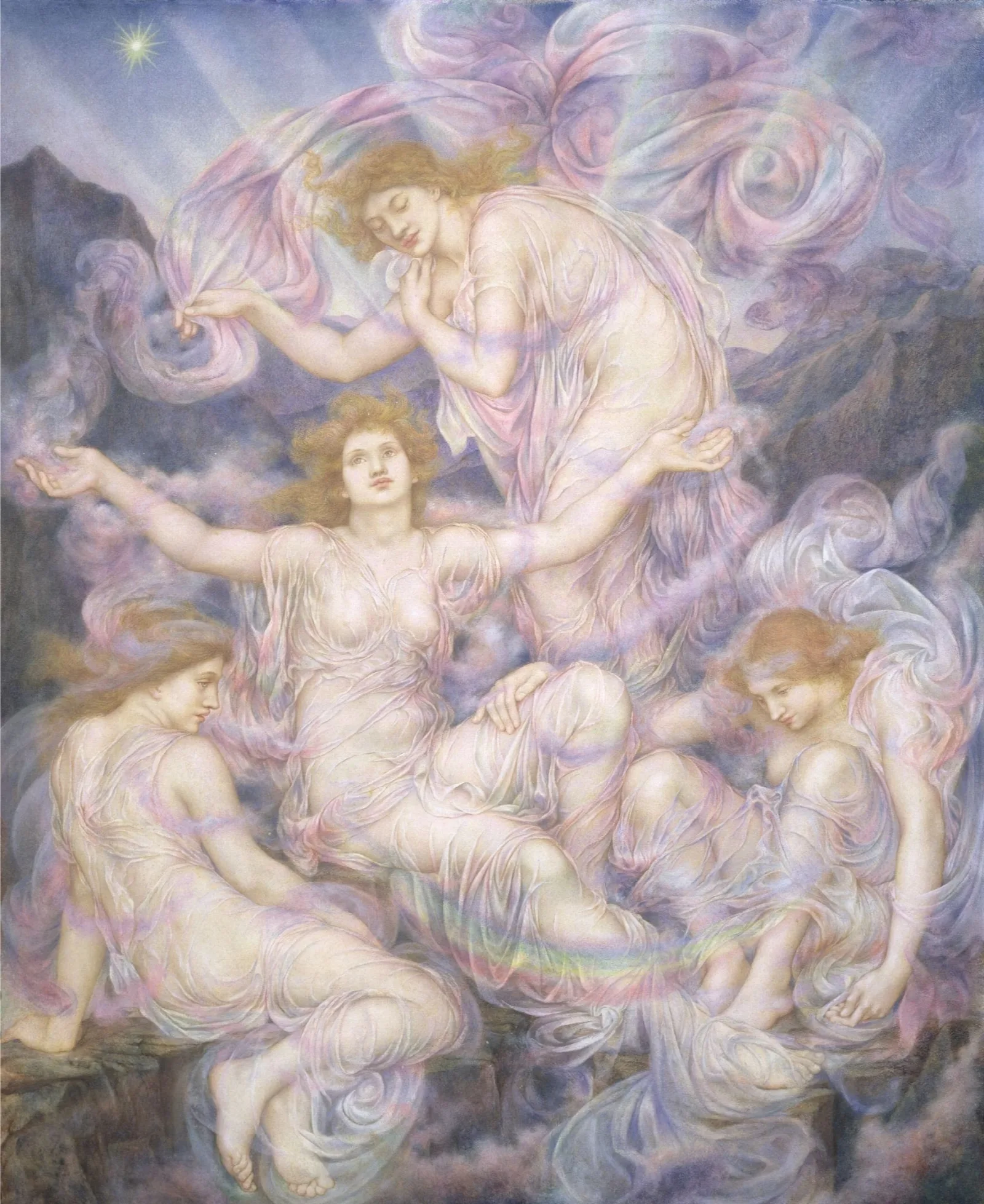 Daughters Of The Mist Wall Art by Evelyn De Morgan - Canvas Print