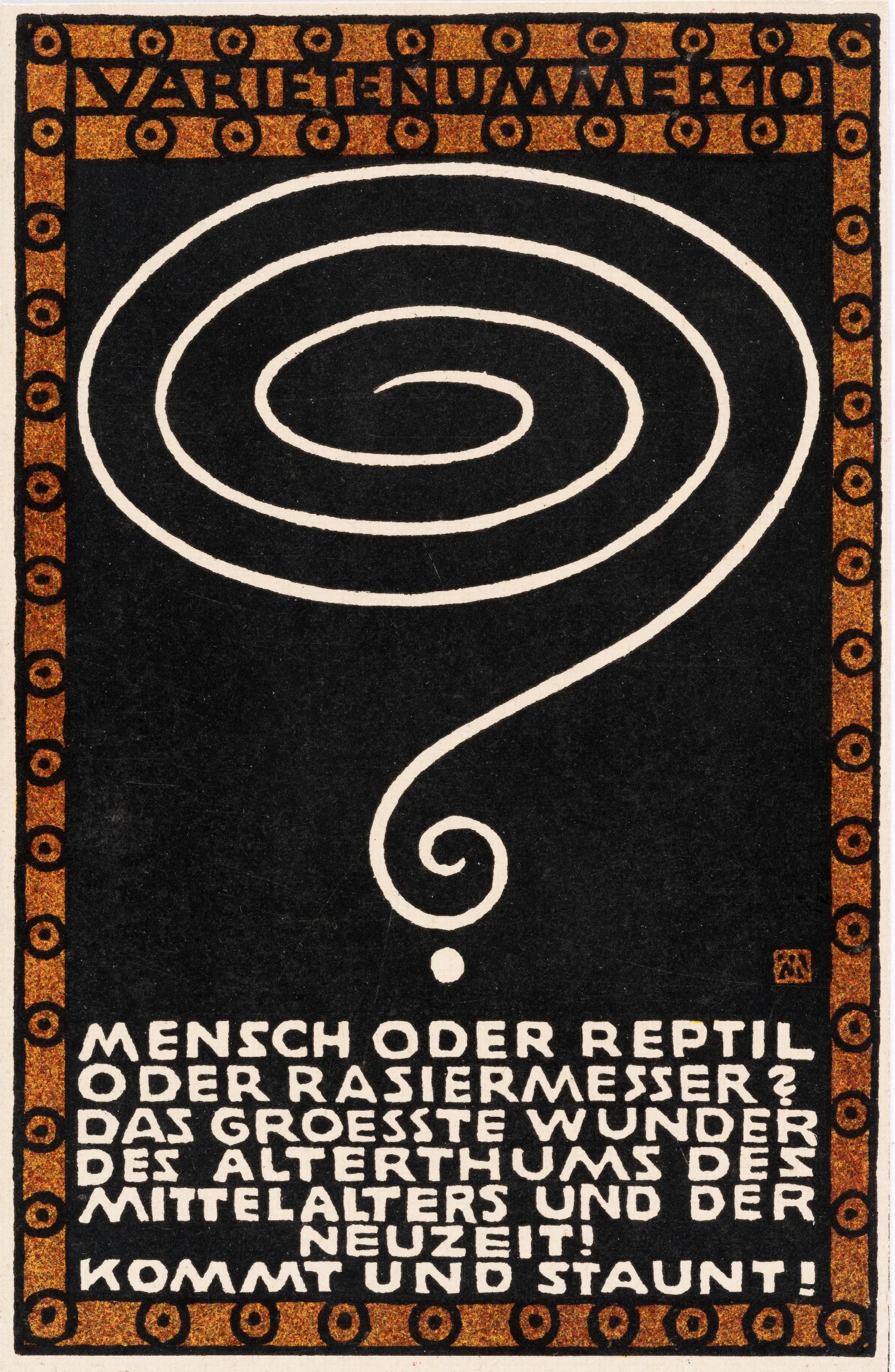 Nr 98 Varietenummer 10 Mensch Oder Reptil Oder Rasiermesser Das Groesste Wunder Des Alterthums Des Mittelalters Und Der Neuzeit Kommt Und Staunt Wall Art by Moriz Jung - Canvas Print