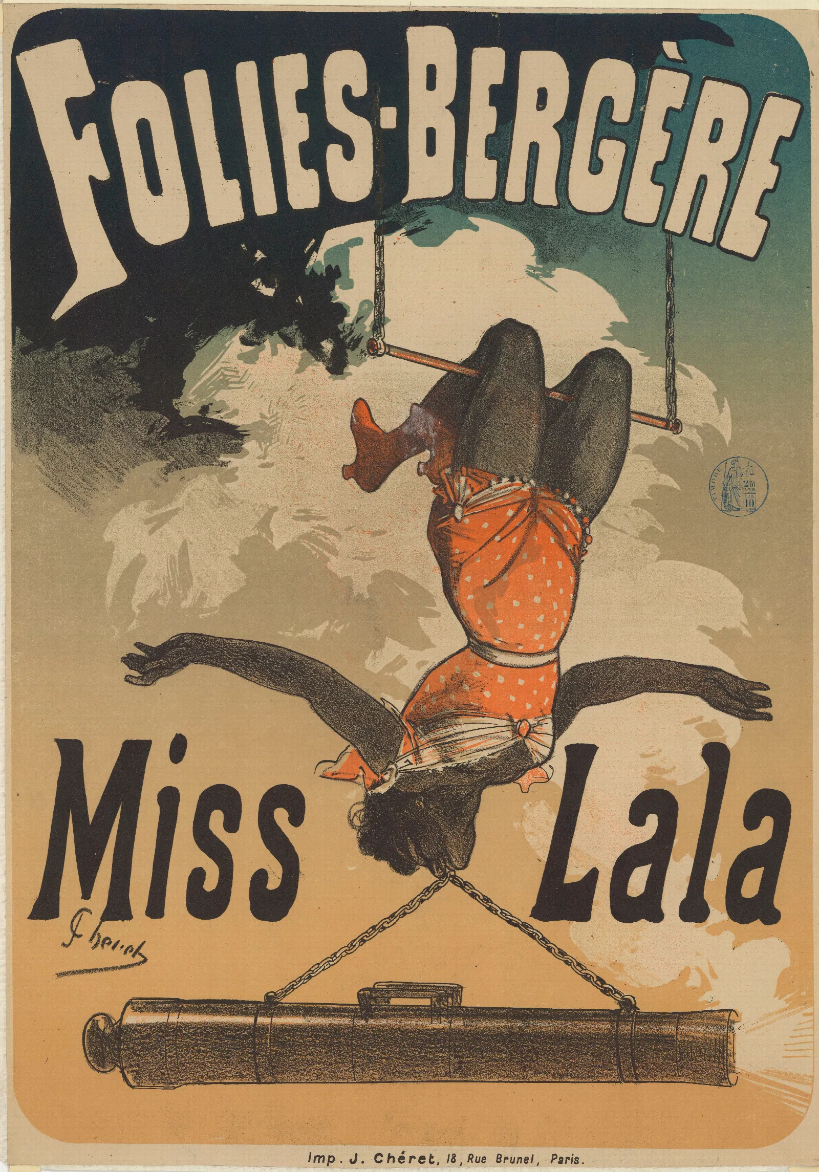 Folies Bergere Miss Lala Wall Art by Jules Chéret - Canvas Print