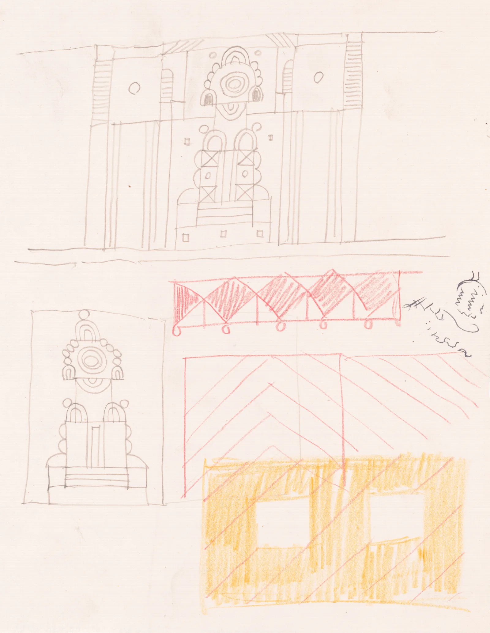 Design Drawings For Miscellaneous Interiors Some Possibly Related To The Hotel St George New York Ny Sketch For Miscellaneous Interior 4 Wall Art by Winold Reiss - Canvas Print