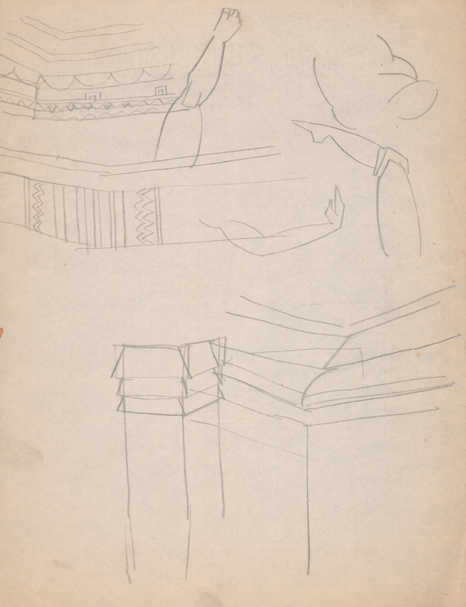 Design Drawings For Miscellaneous Interiors Some Possibly Related To The Hotel St George New York Ny Sketch For Miscellaneous Interior 5 Wall Art by Winold Reiss - Canvas Print